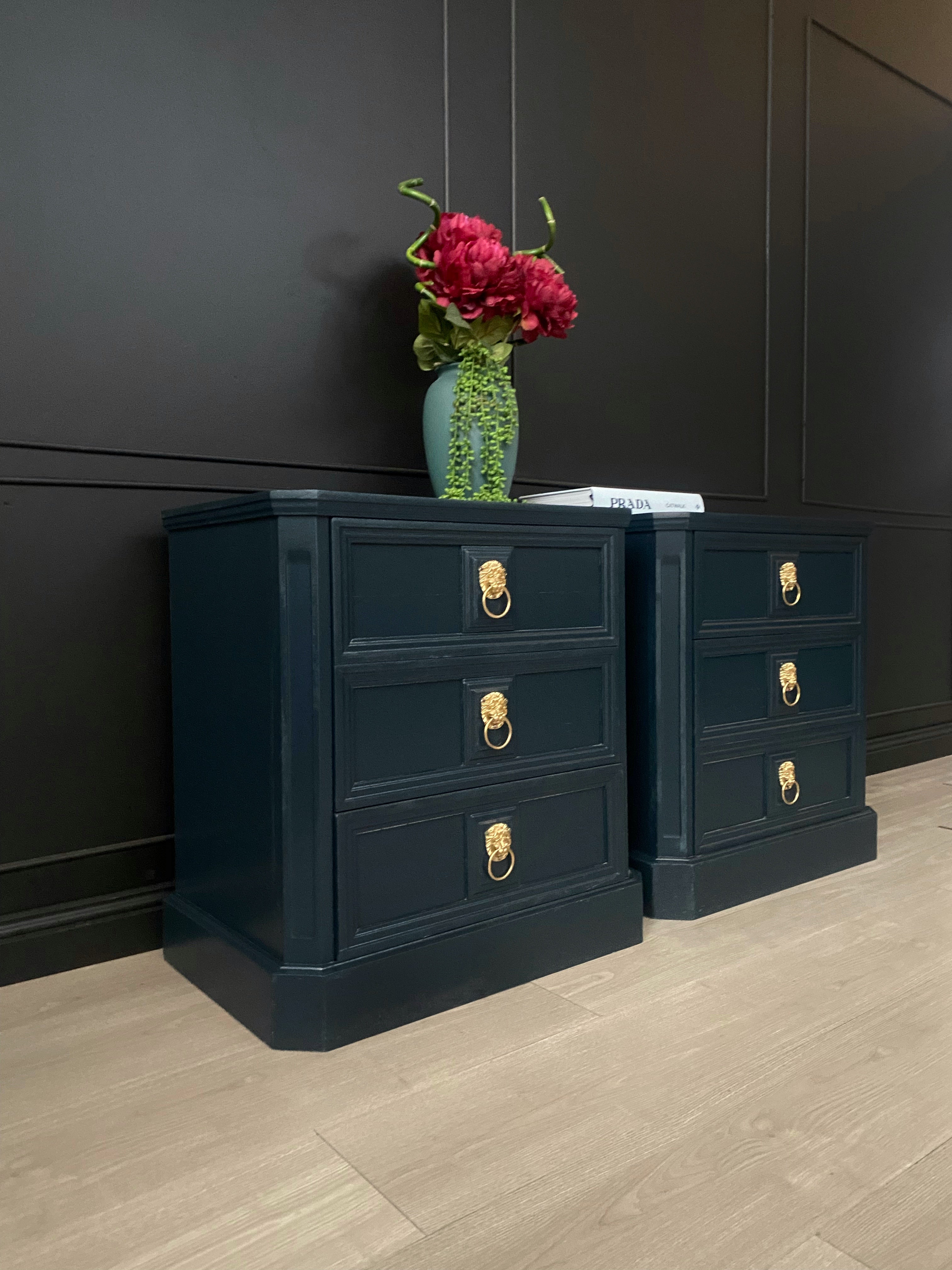 ‘Buttery Brothers’ blue bedside tables