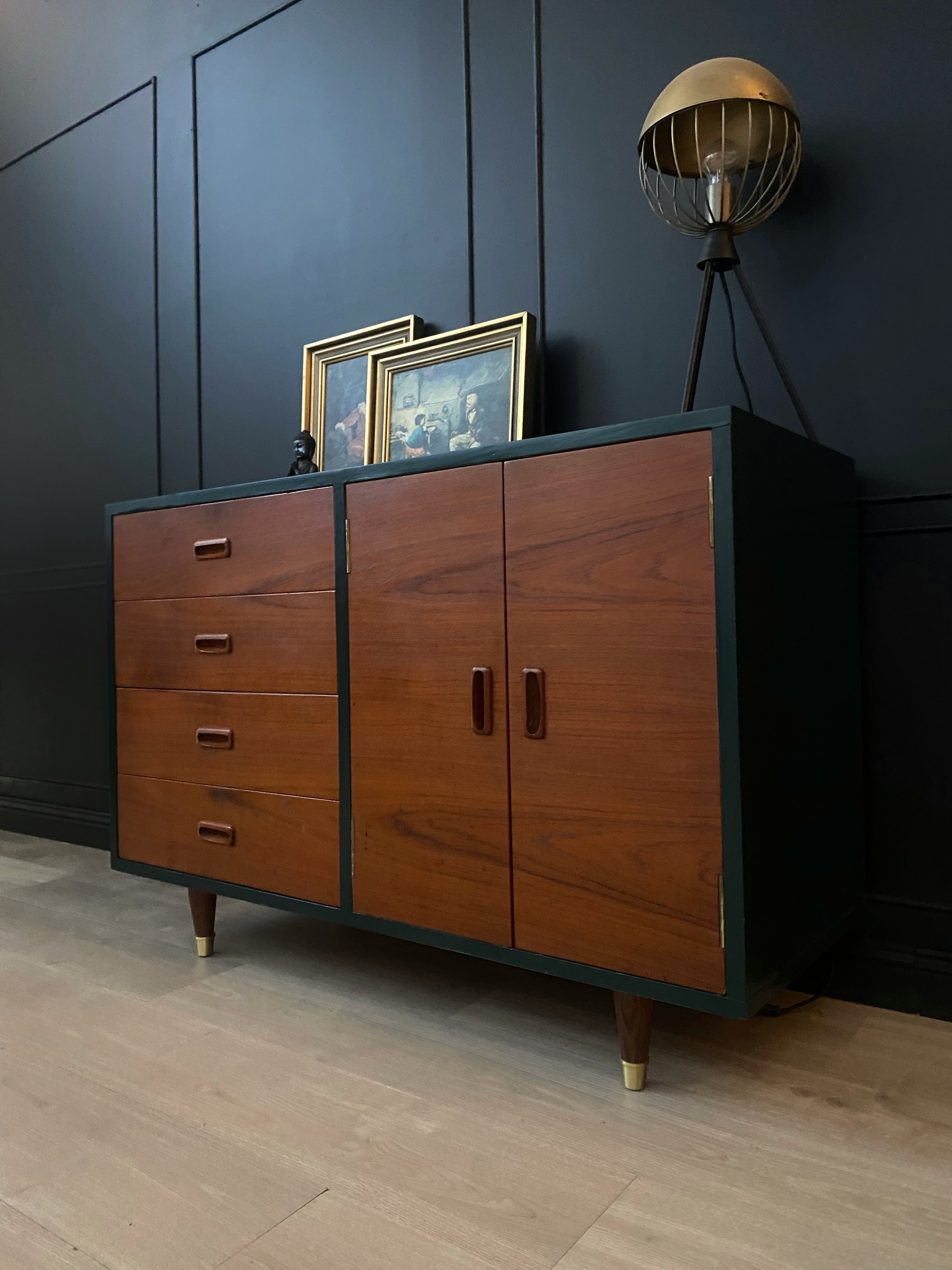 Mid Century Green and Teak Cabinet