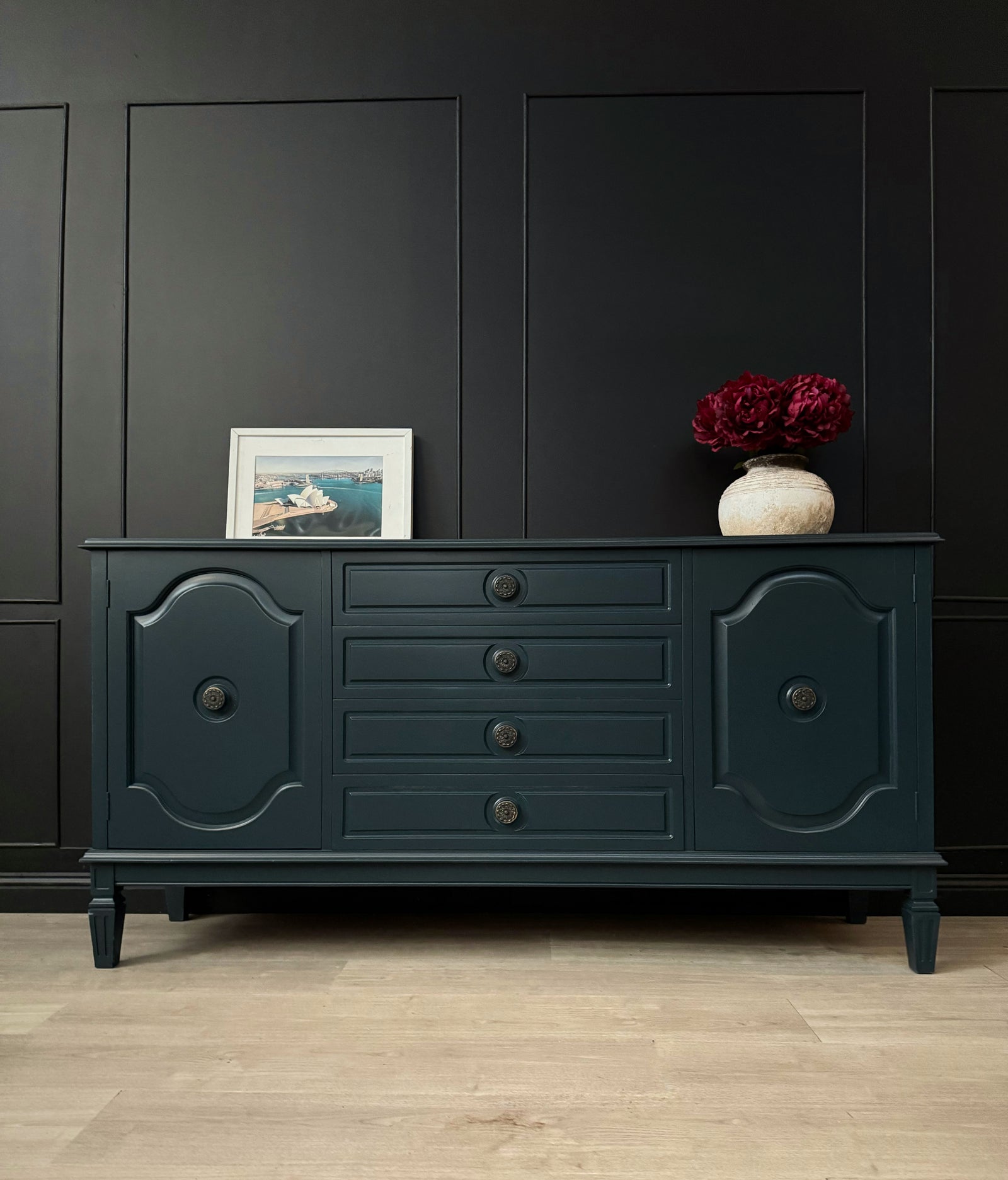 TH Brown sideboard blue
