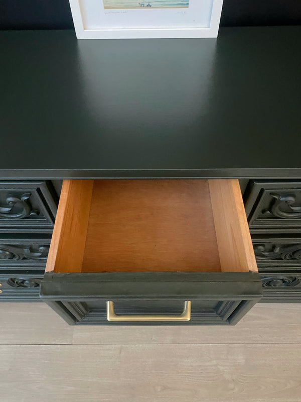 Reliance Furniture dresser dark forest green, view 9