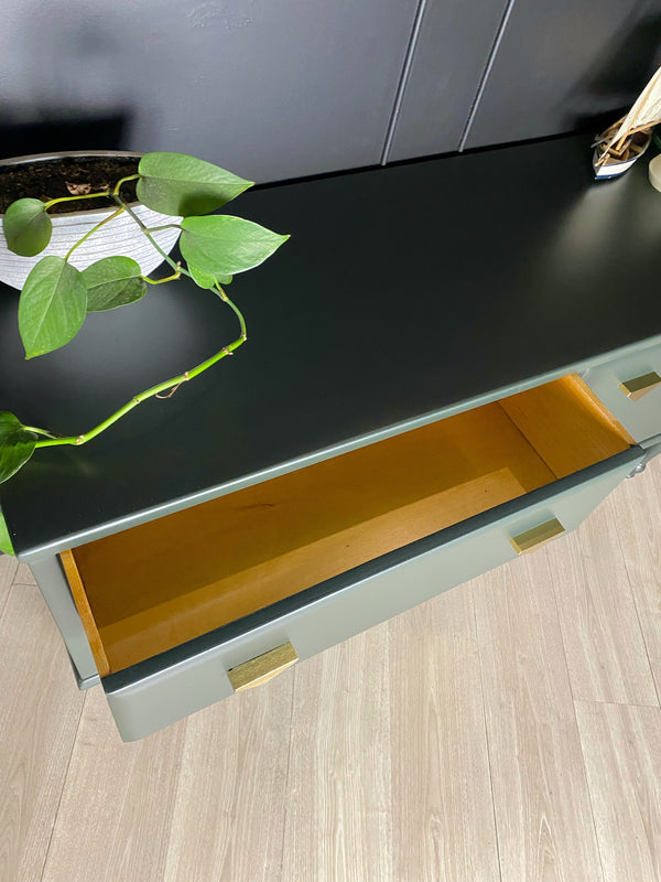 Mid-century dresser dark green, view 7