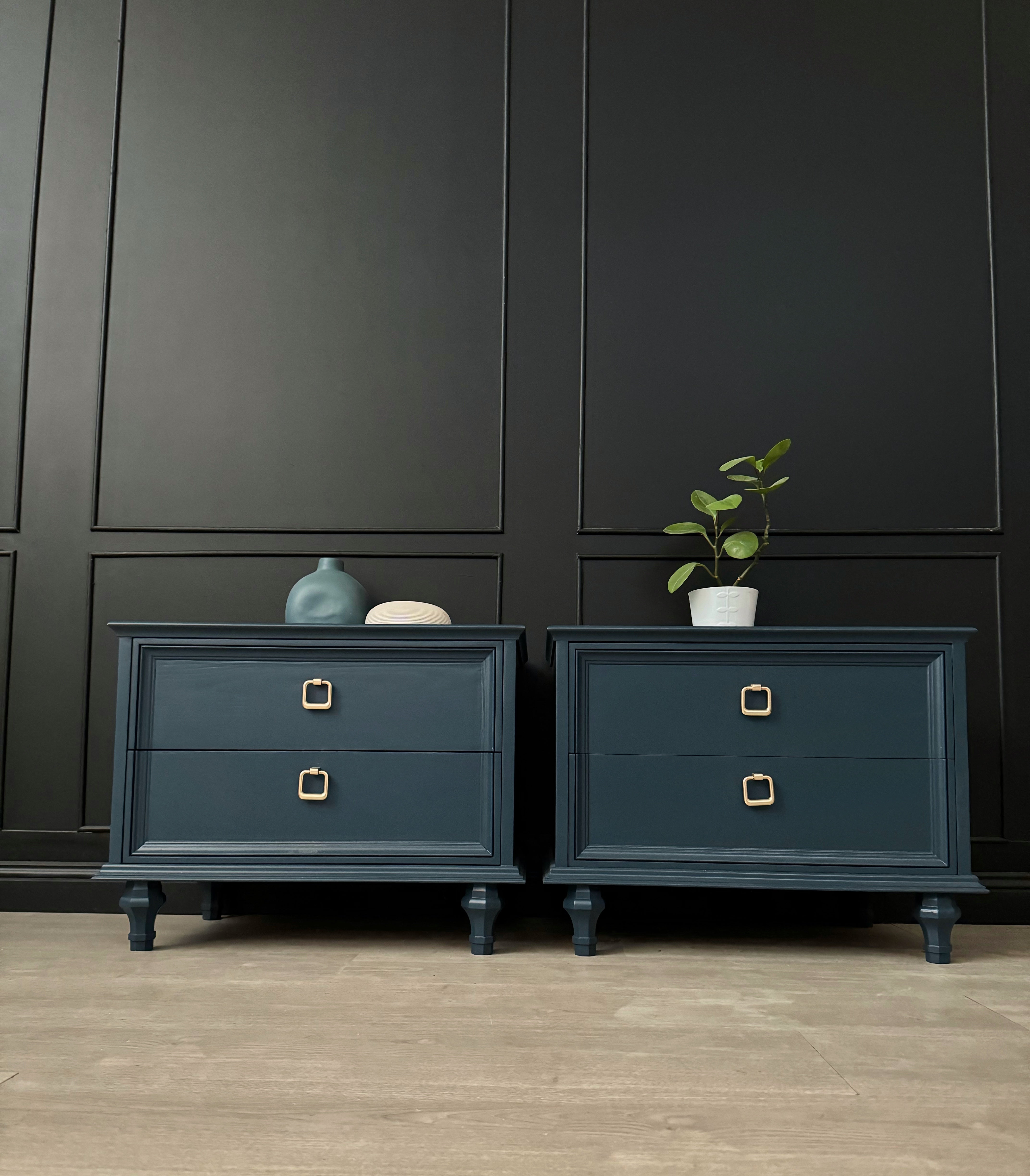 Hayson bedsides with gorgeous hardware (set)