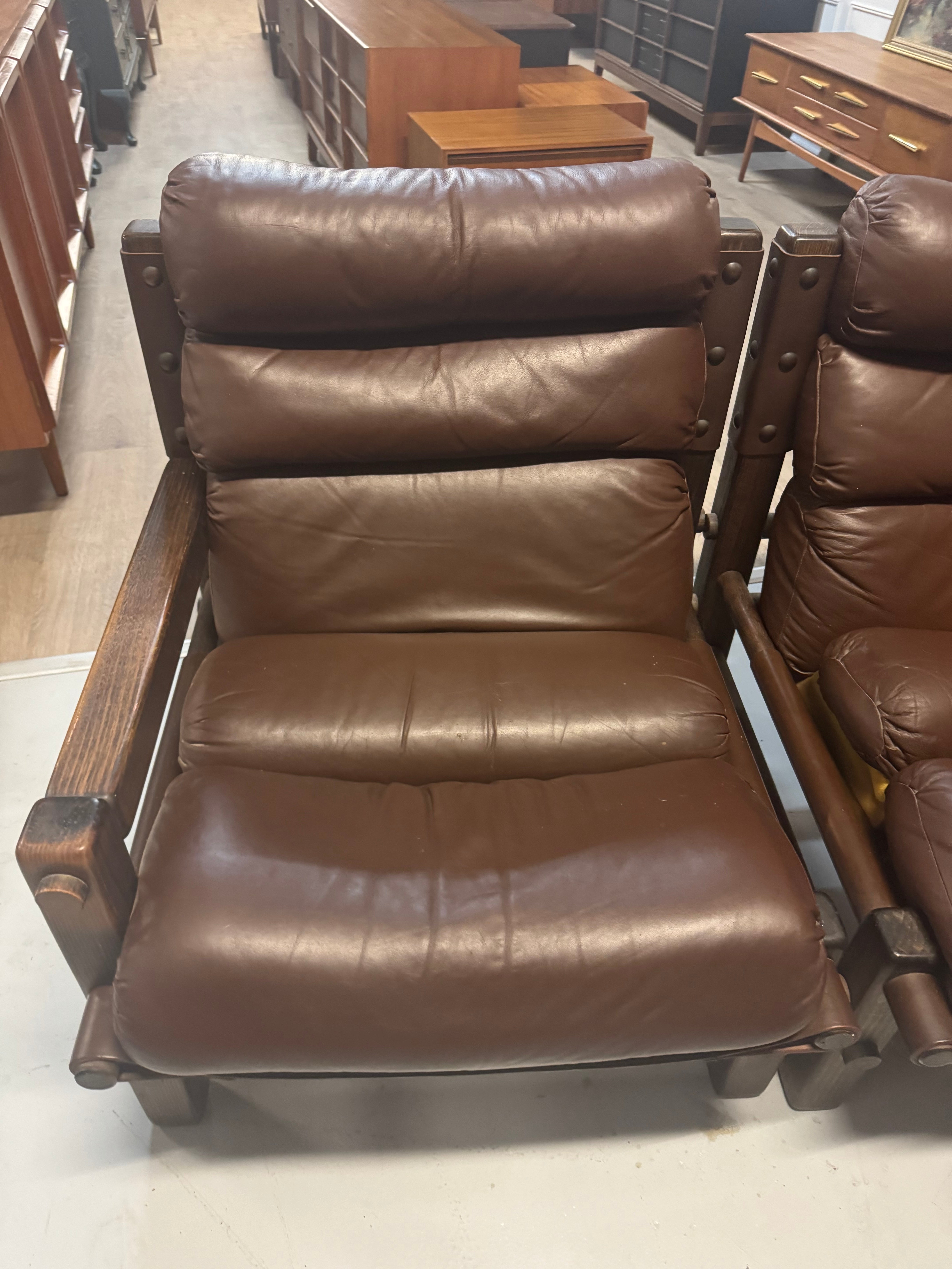 Norman Archibald for Nore Furniture - 3 seater leather lounge and ottoman