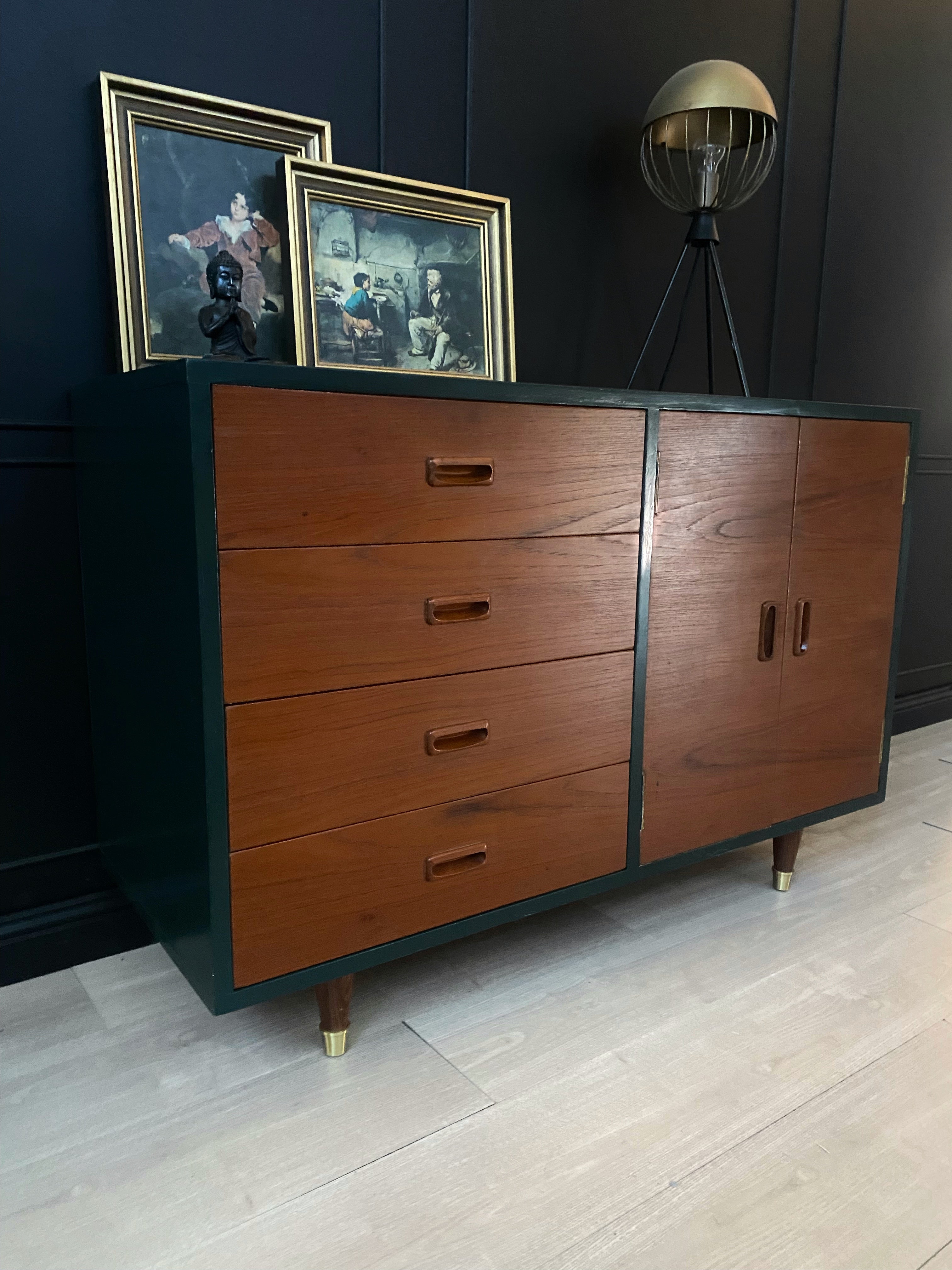 Mid Century Green and Teak Cabinet
