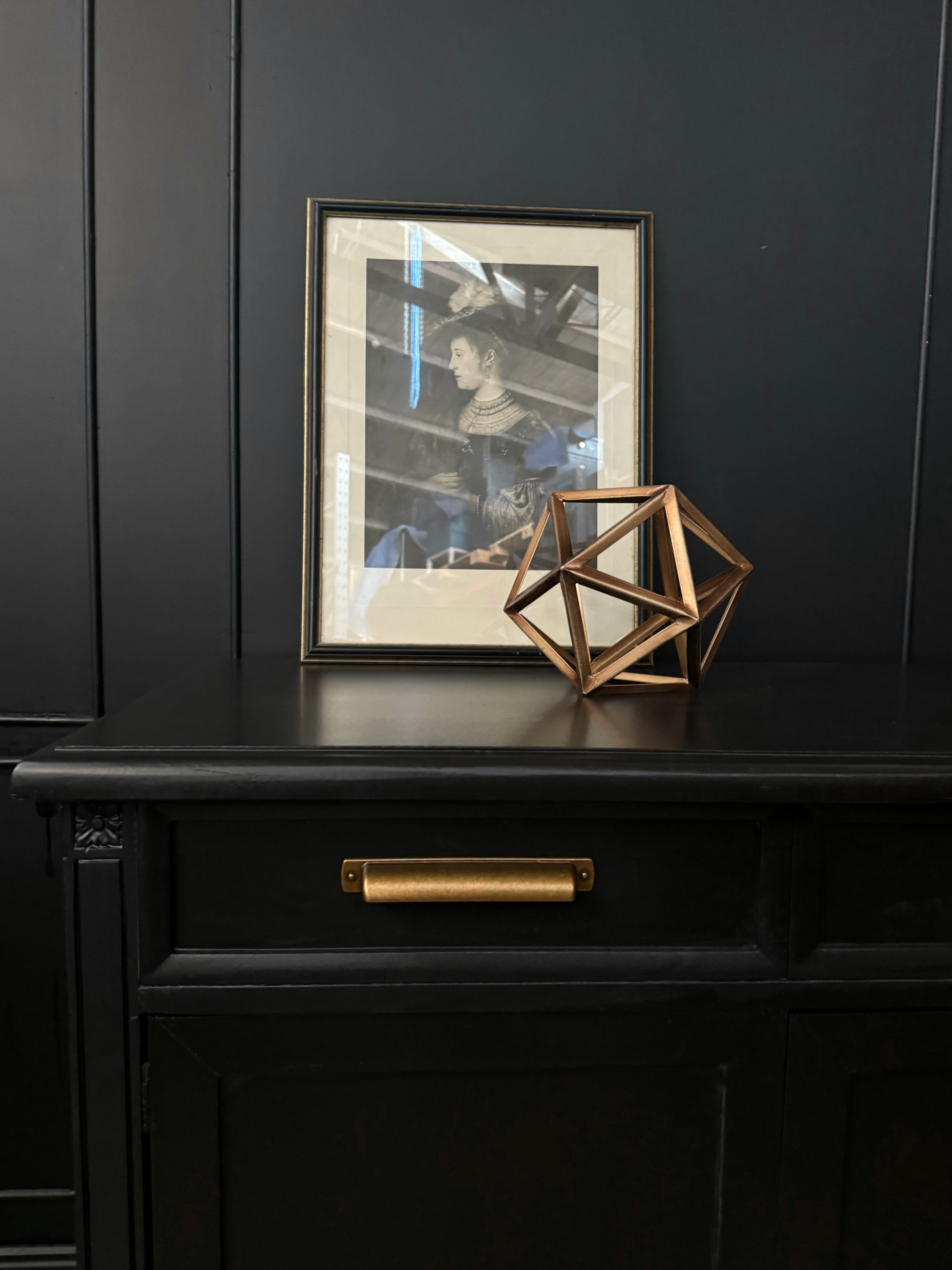 Beautiful black buffet / sideboard with solid wood base
