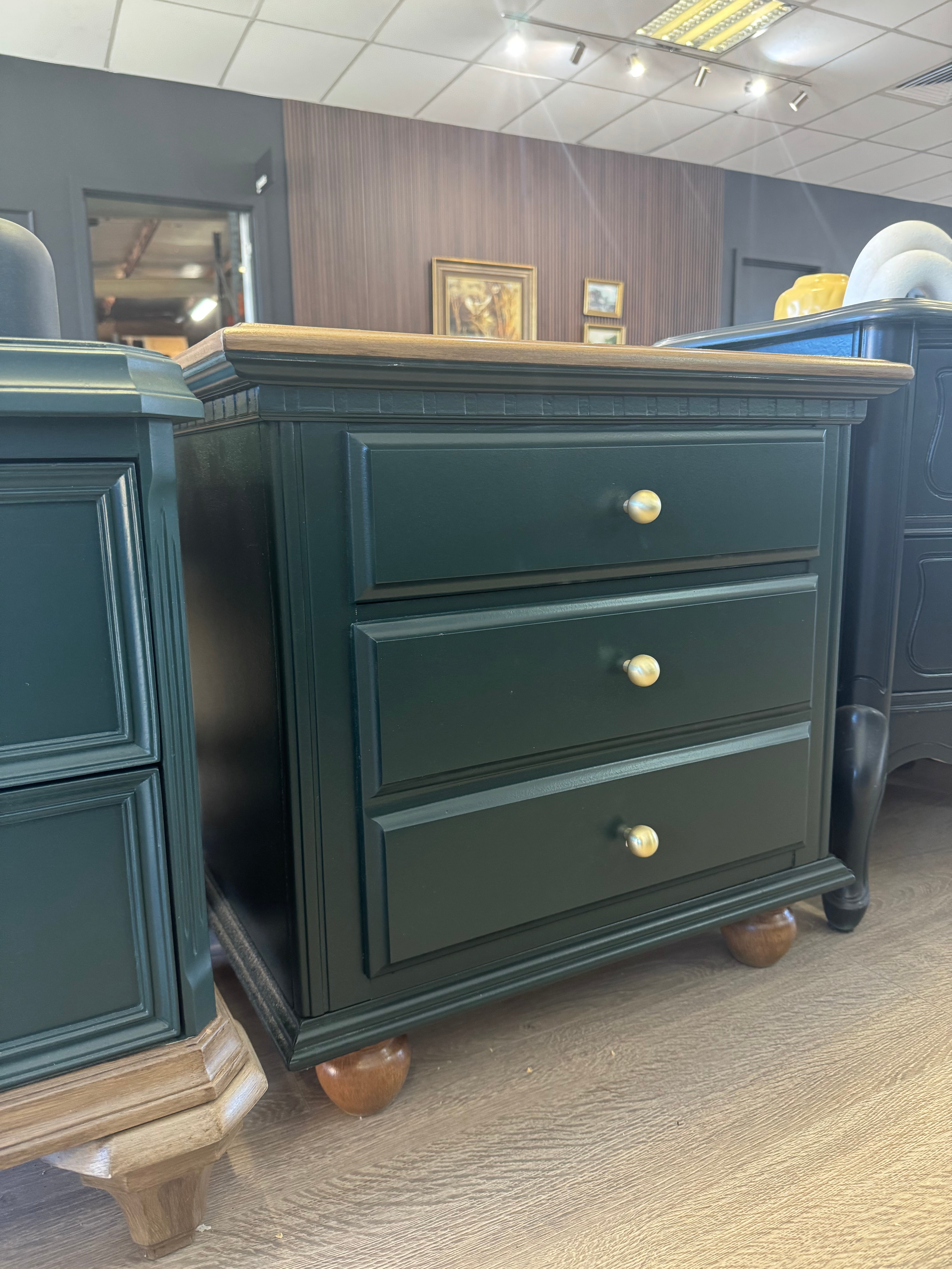 Gorgeous Green 2 Drawer Bedside Tables