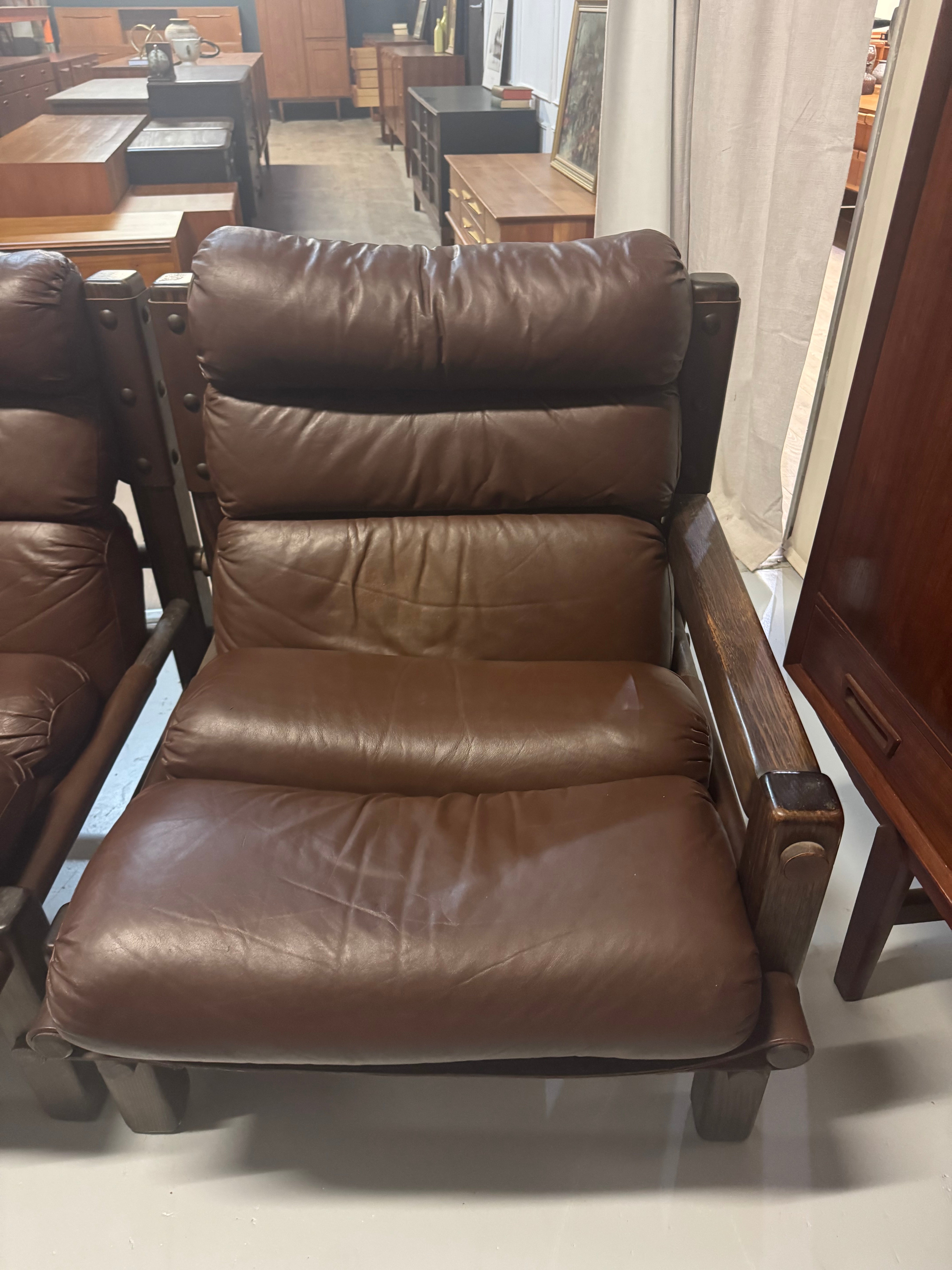 Norman Archibald for Nore Furniture - 3 seater leather lounge and ottoman