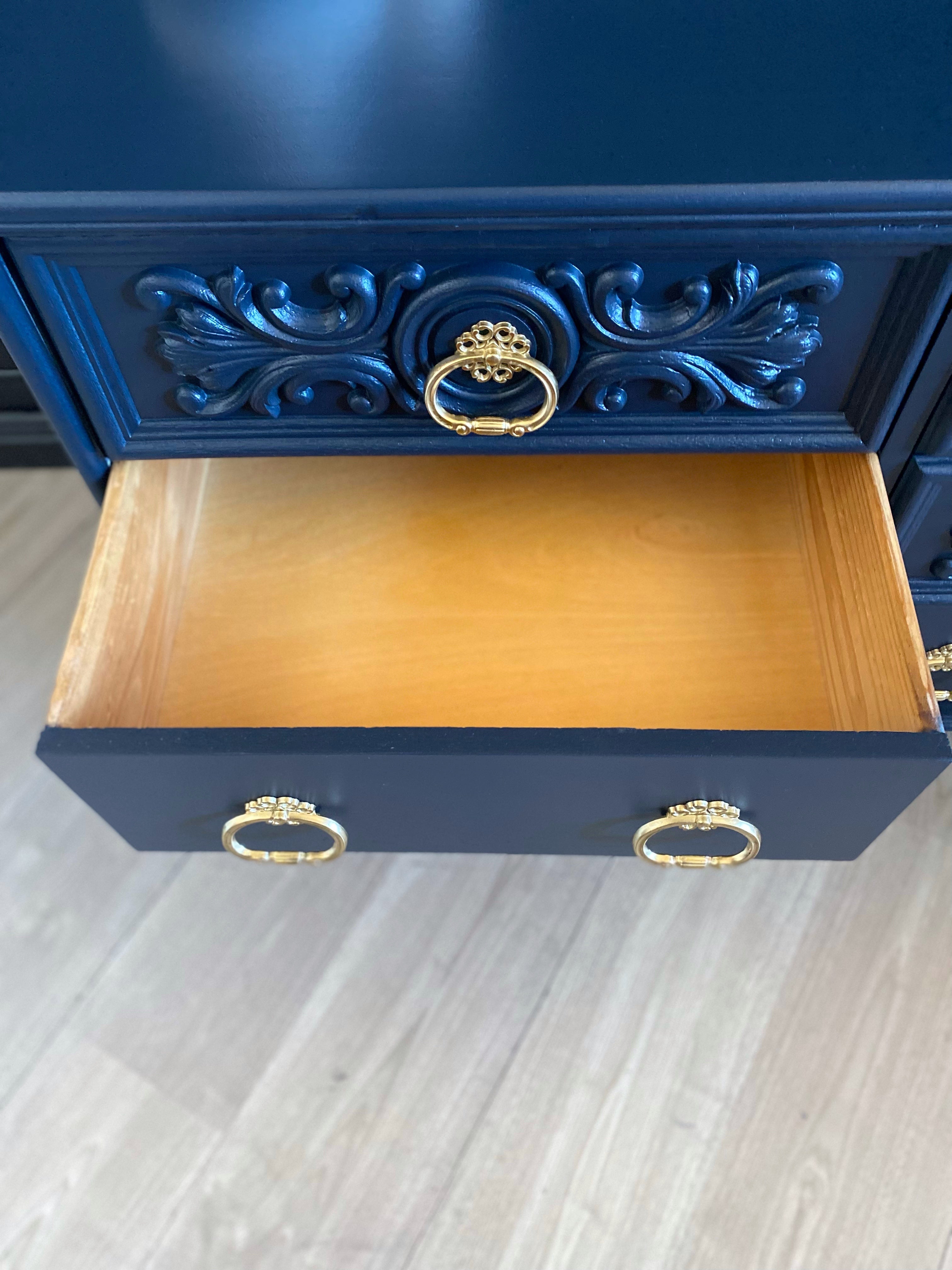 Hayson blue dresser / drawers with original gold handles