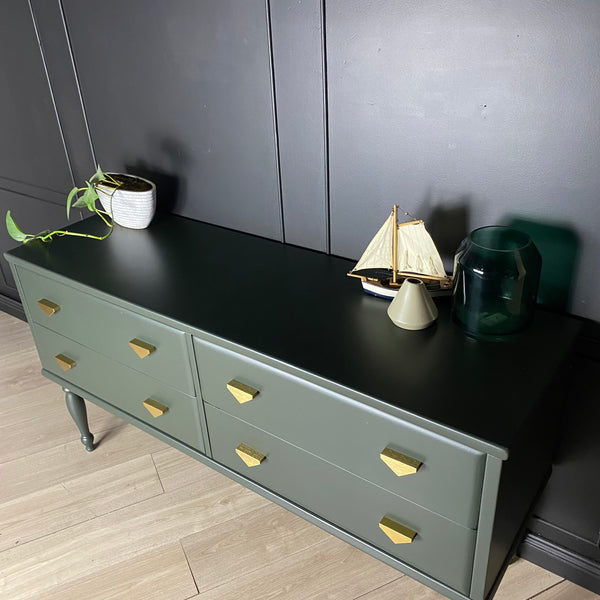 Mid-century dresser dark green, view 5