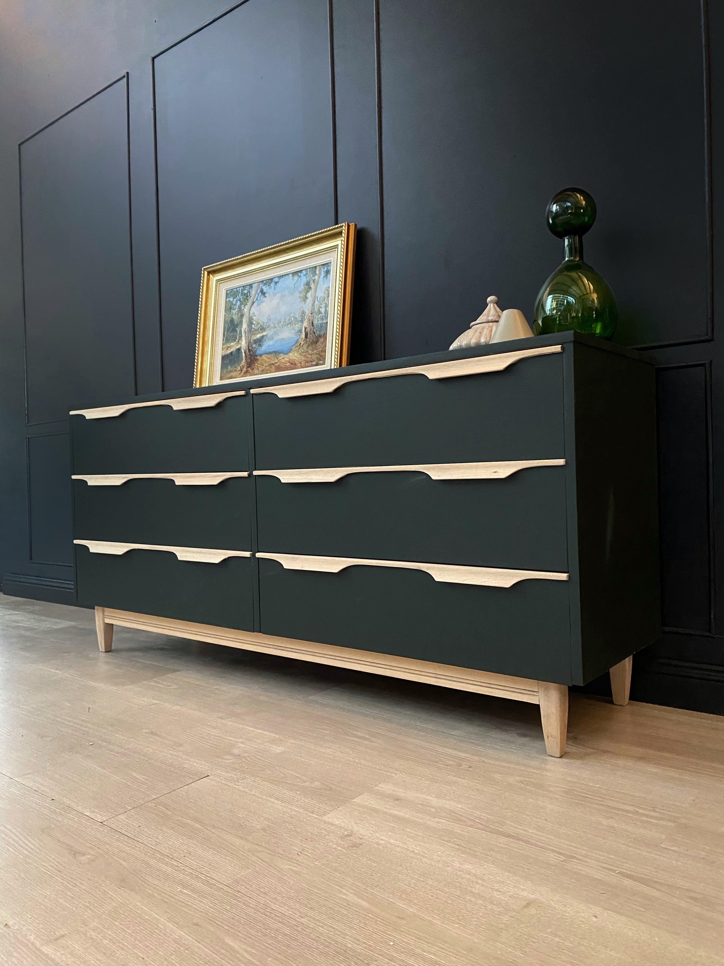 ‘Reliance Furniture’ dark green dresser