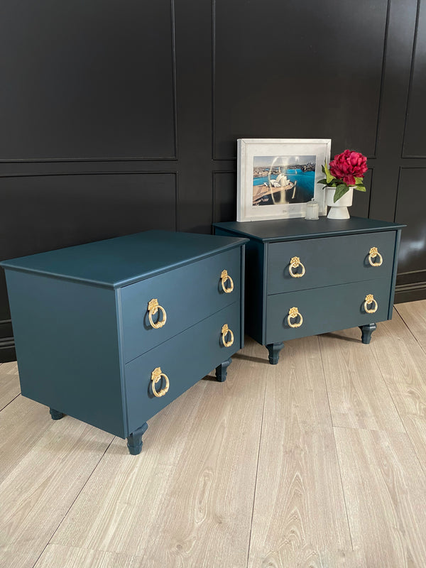 Hayson Furniture bedside tables dark blue, view 2