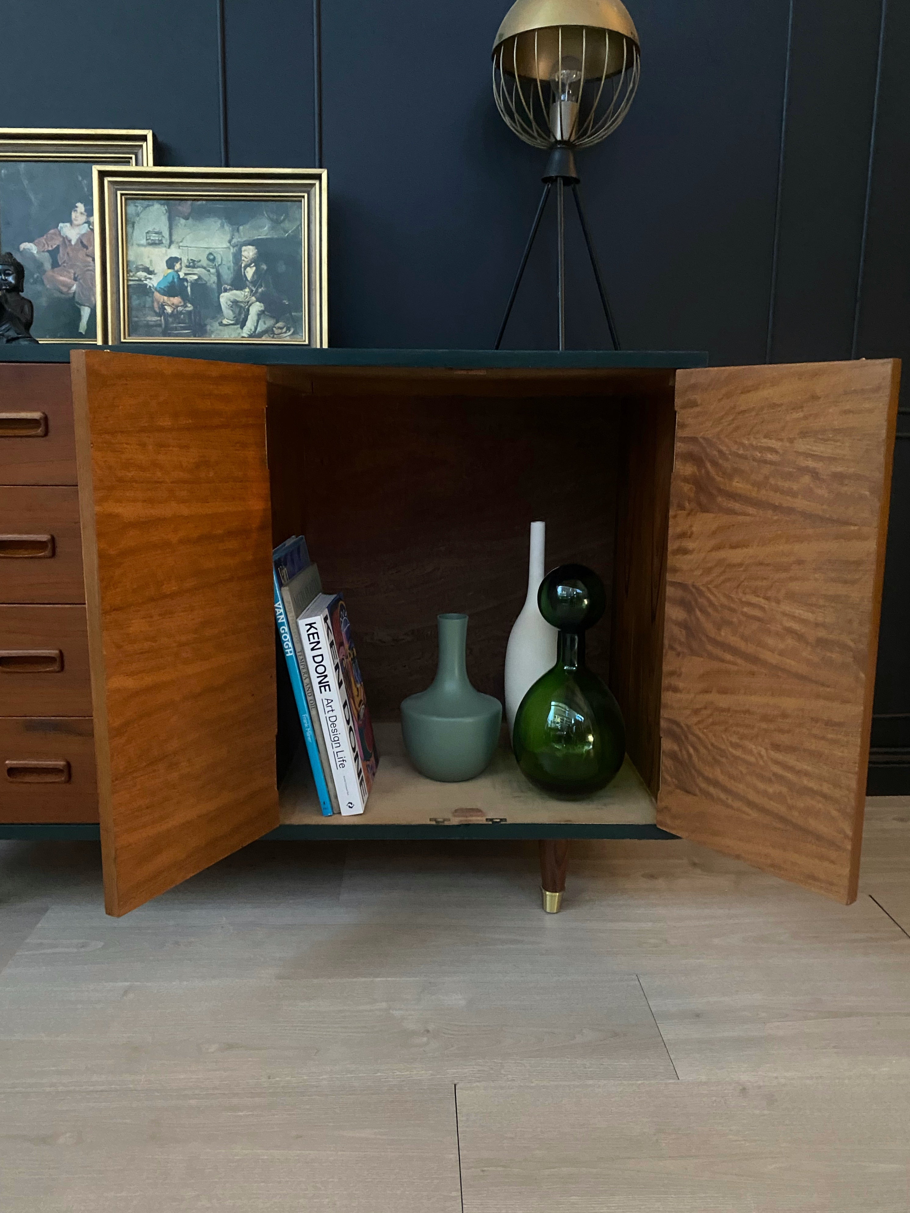 Mid Century Green and Teak Cabinet