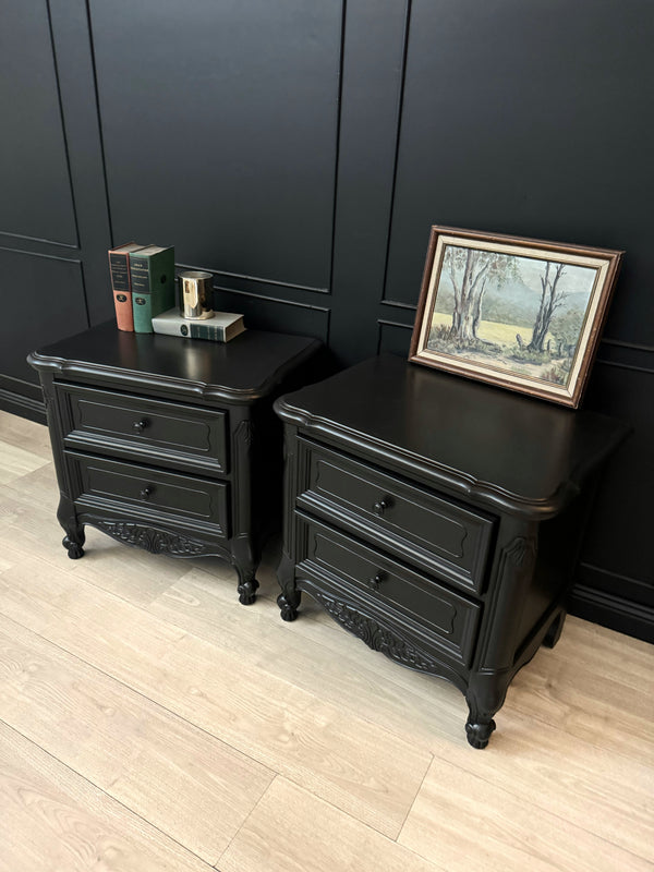 Mid-century bedside tables black, view 4