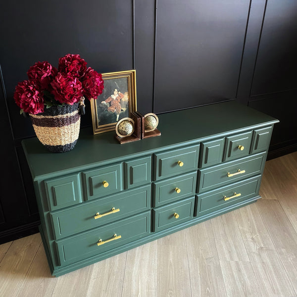 Mid-century dresser dark green, view 4