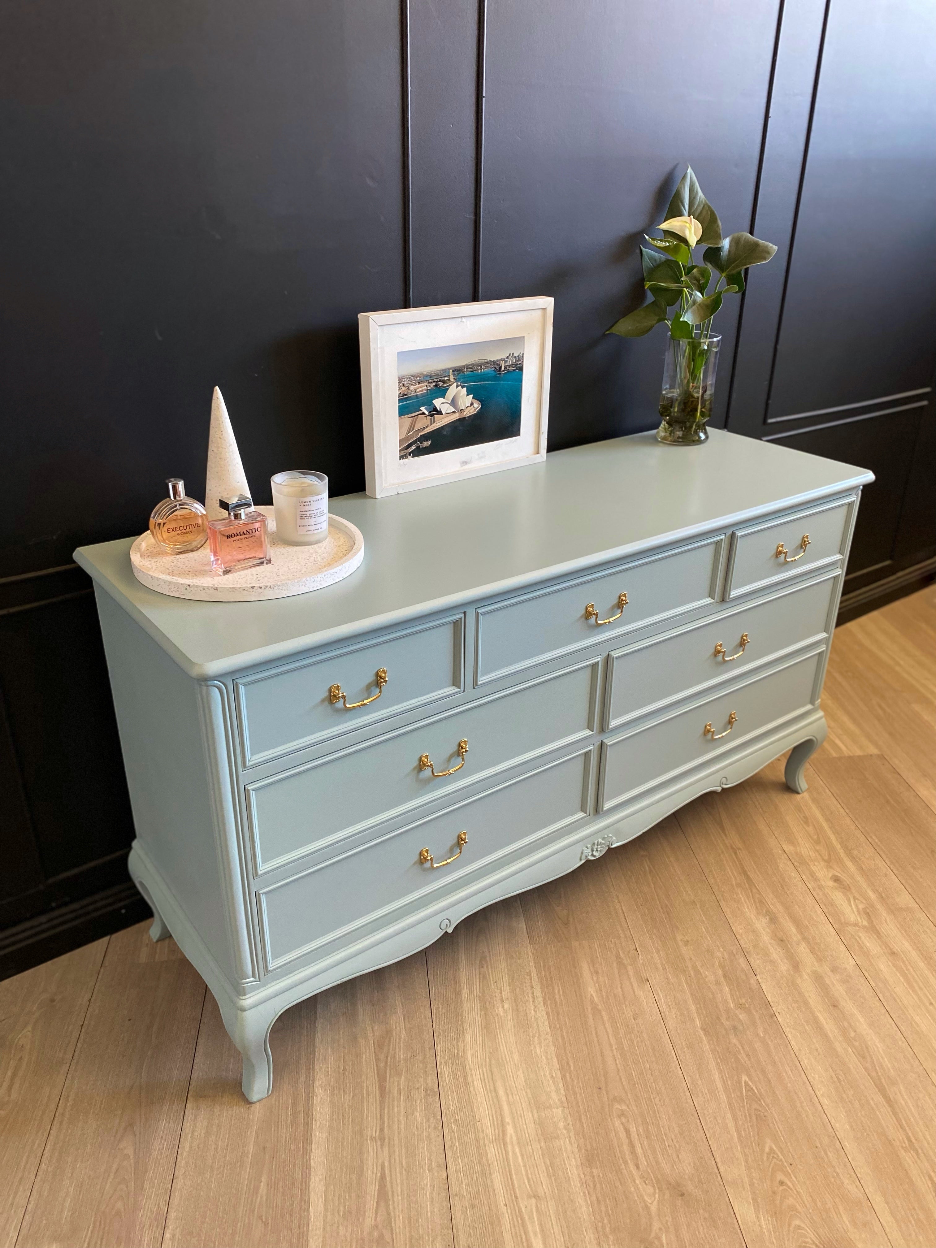 Gorgeous dresser with stunning gold hardware