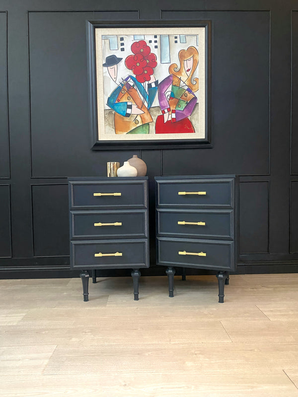 Macrob Furniture bedside tables dark blue