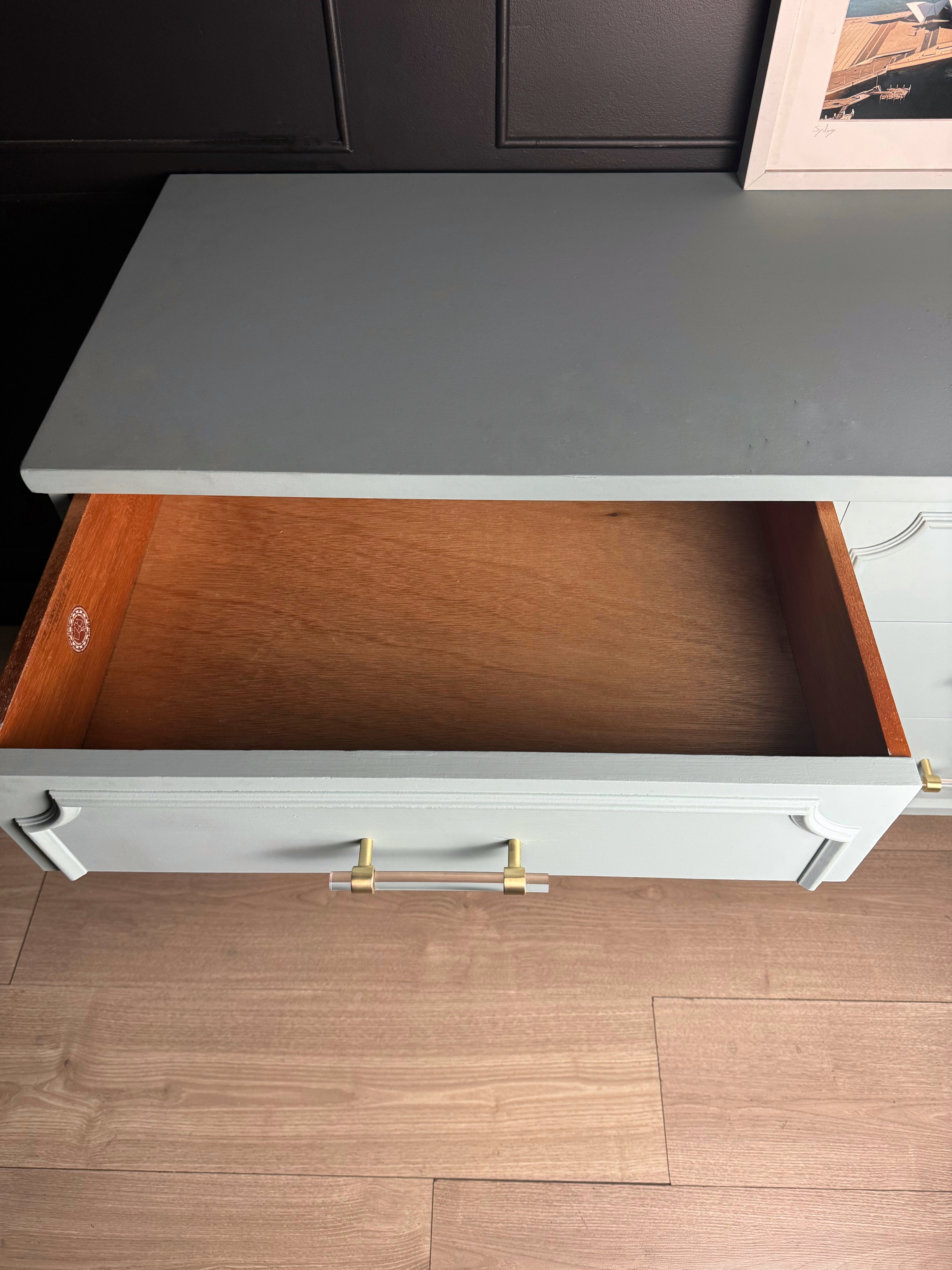 ‘Reliance Furniture’ duck egg blue dresser