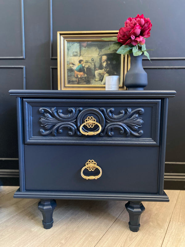 Hayson Furniture bedside tables dark blue, view 2
