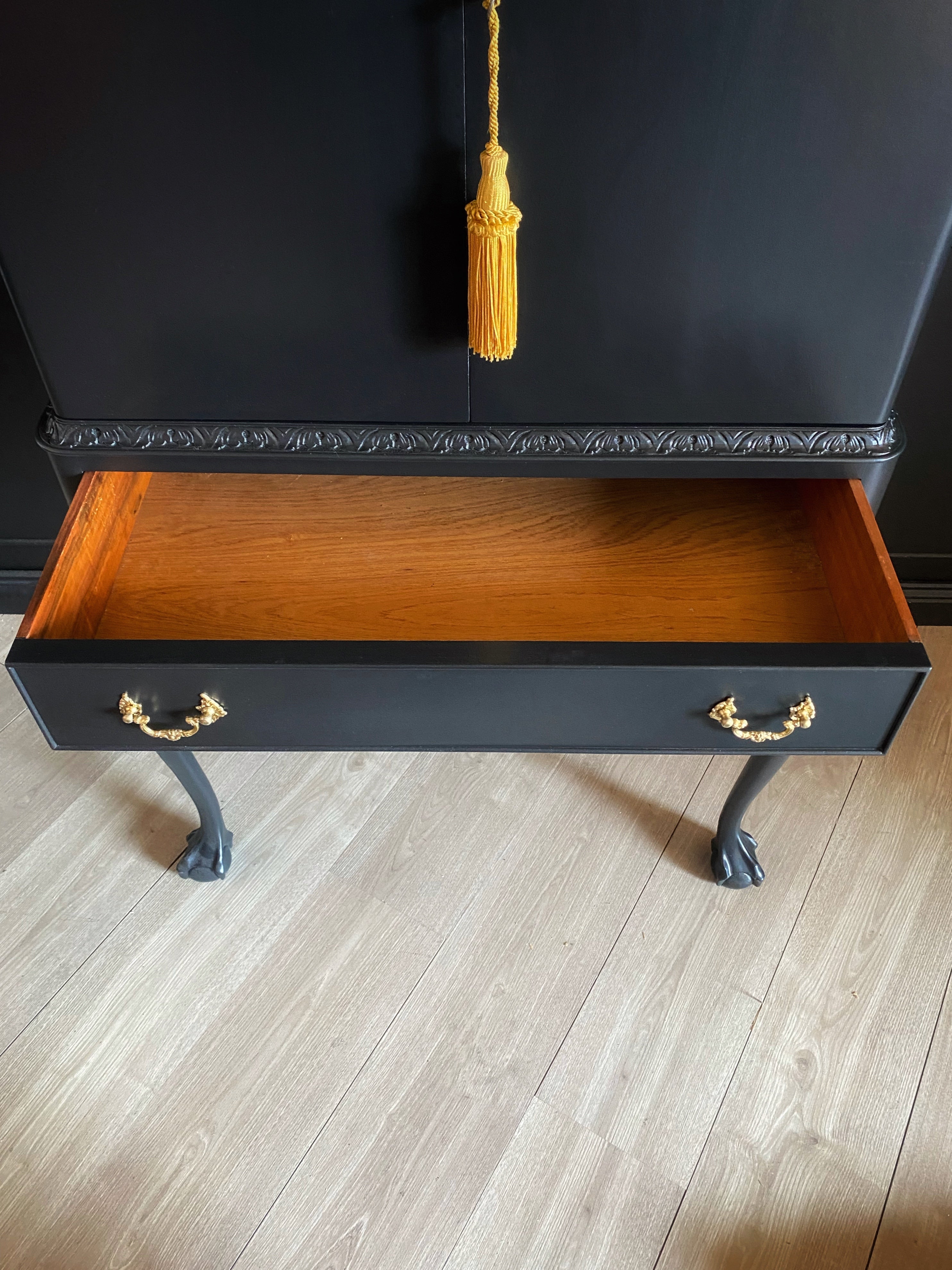 ‘Standis Productions’ vintage mahogany and walnut cocktail / drinks cabinet