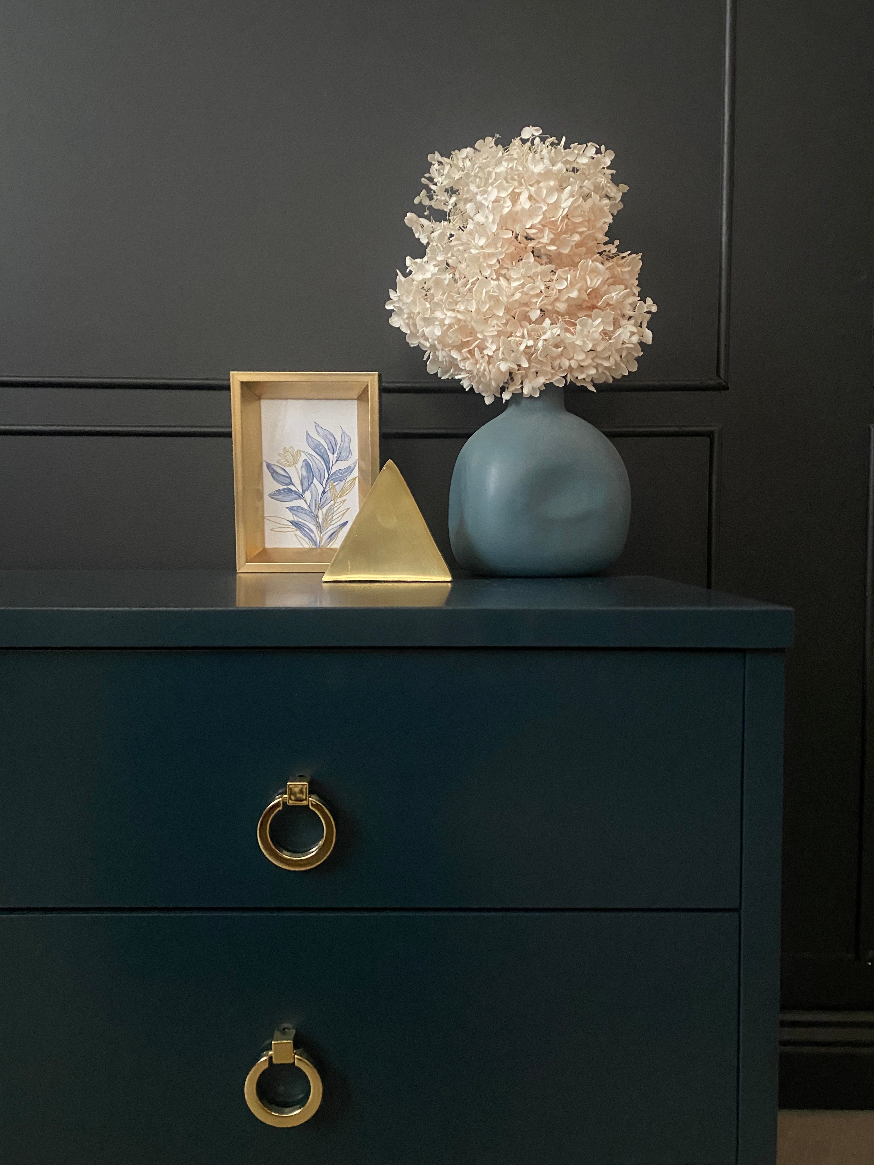 Blue mid century lowline cabinet / dresser