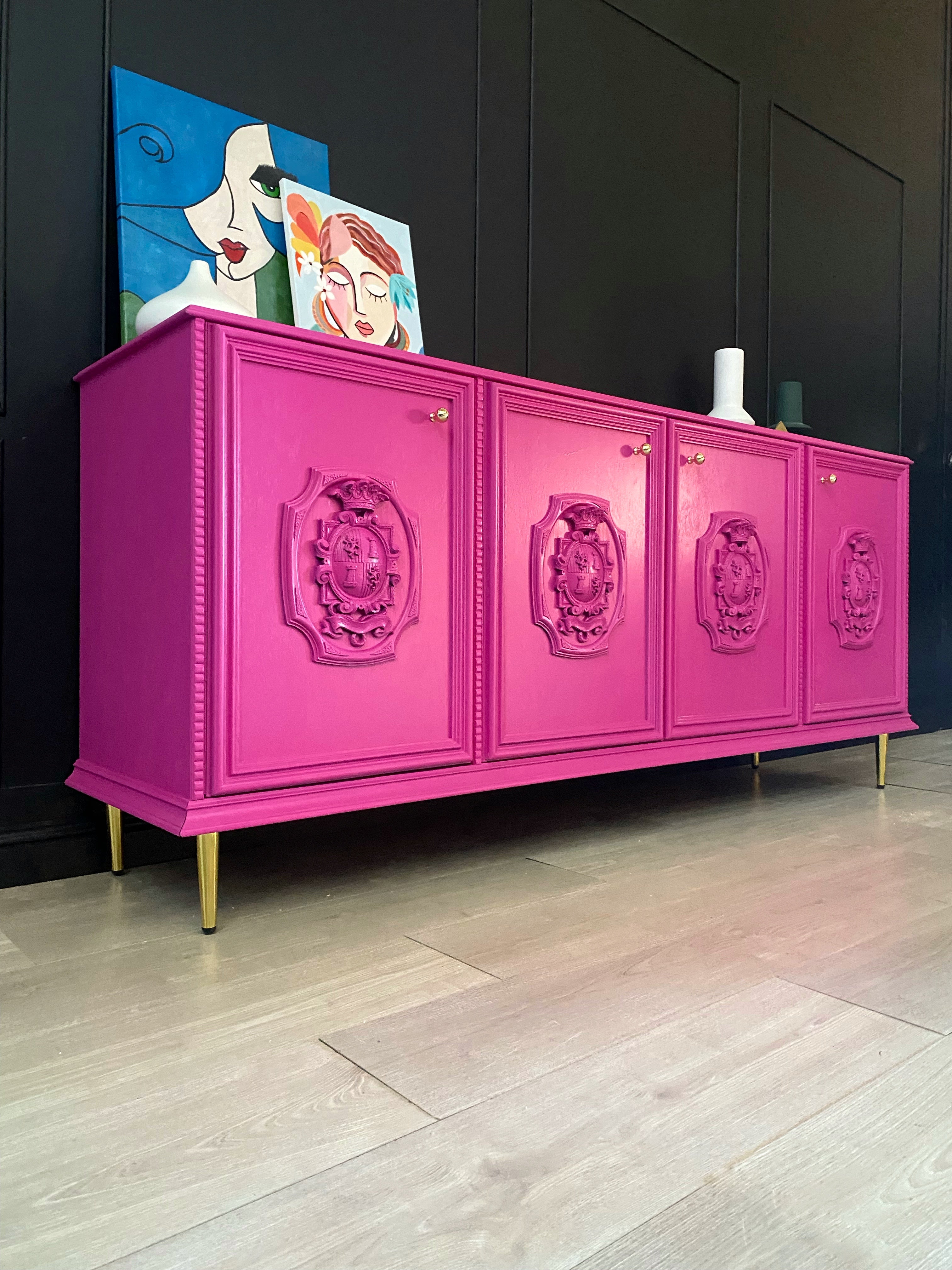 Pink and Gold Sideboard / Buffet