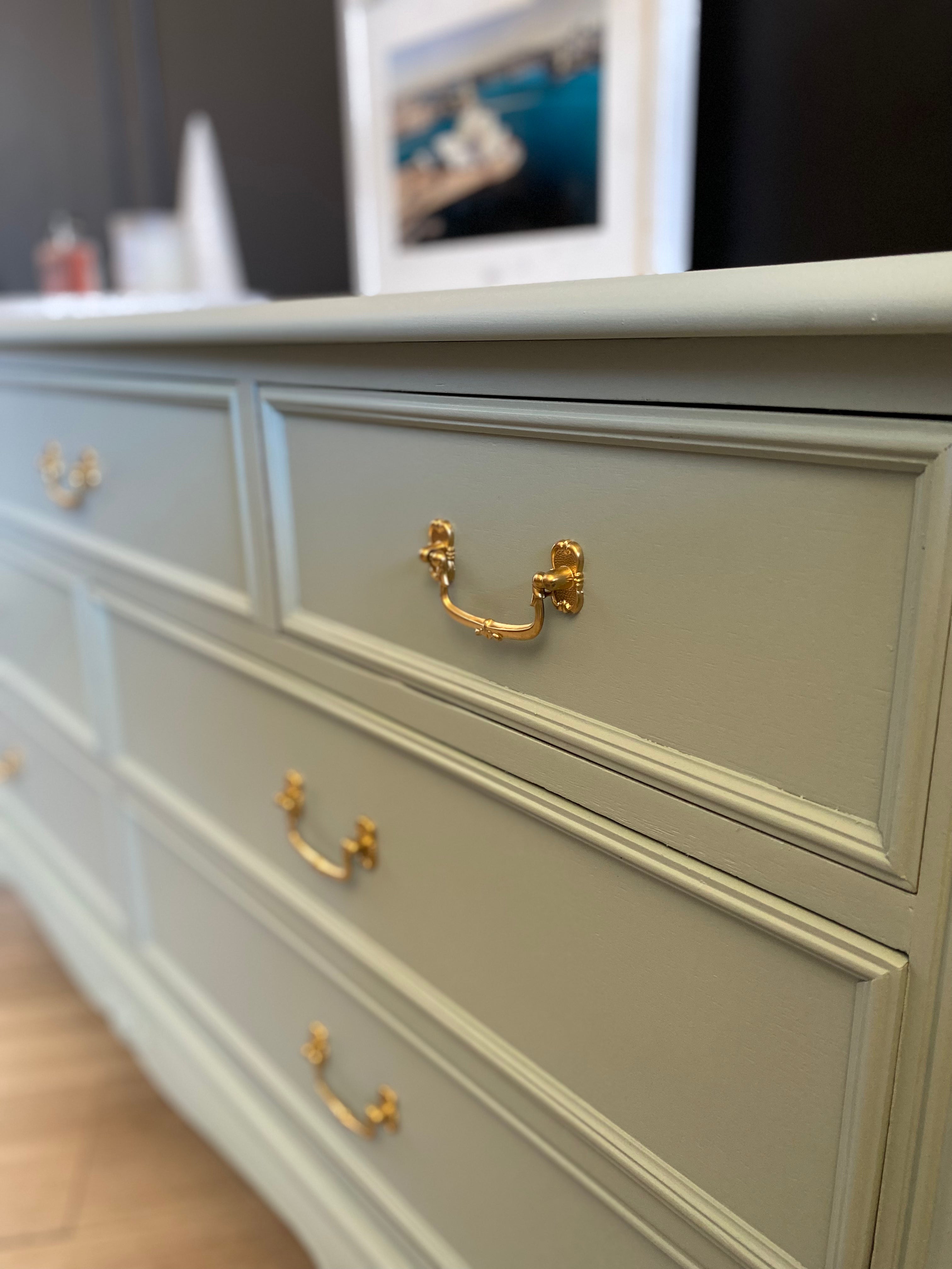 Gorgeous dresser with stunning gold hardware