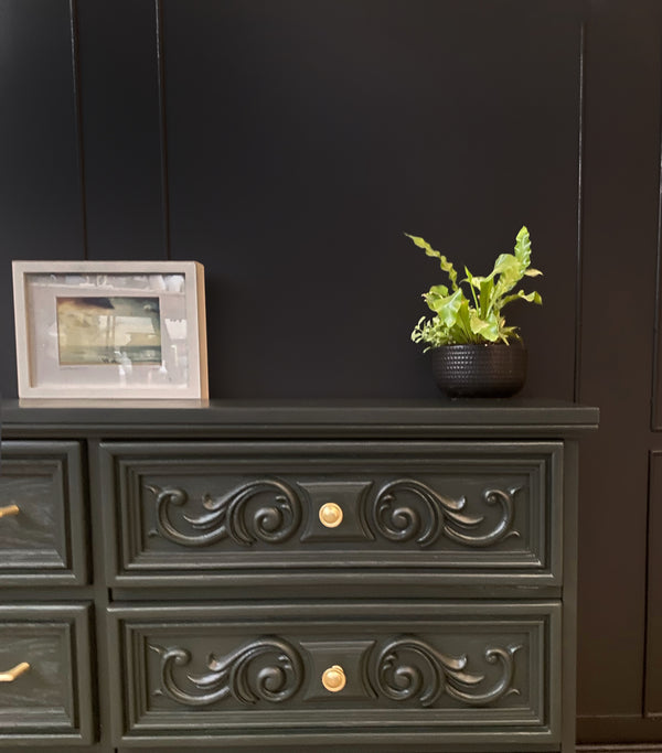 Reliance Furniture dresser dark forest green, view 5