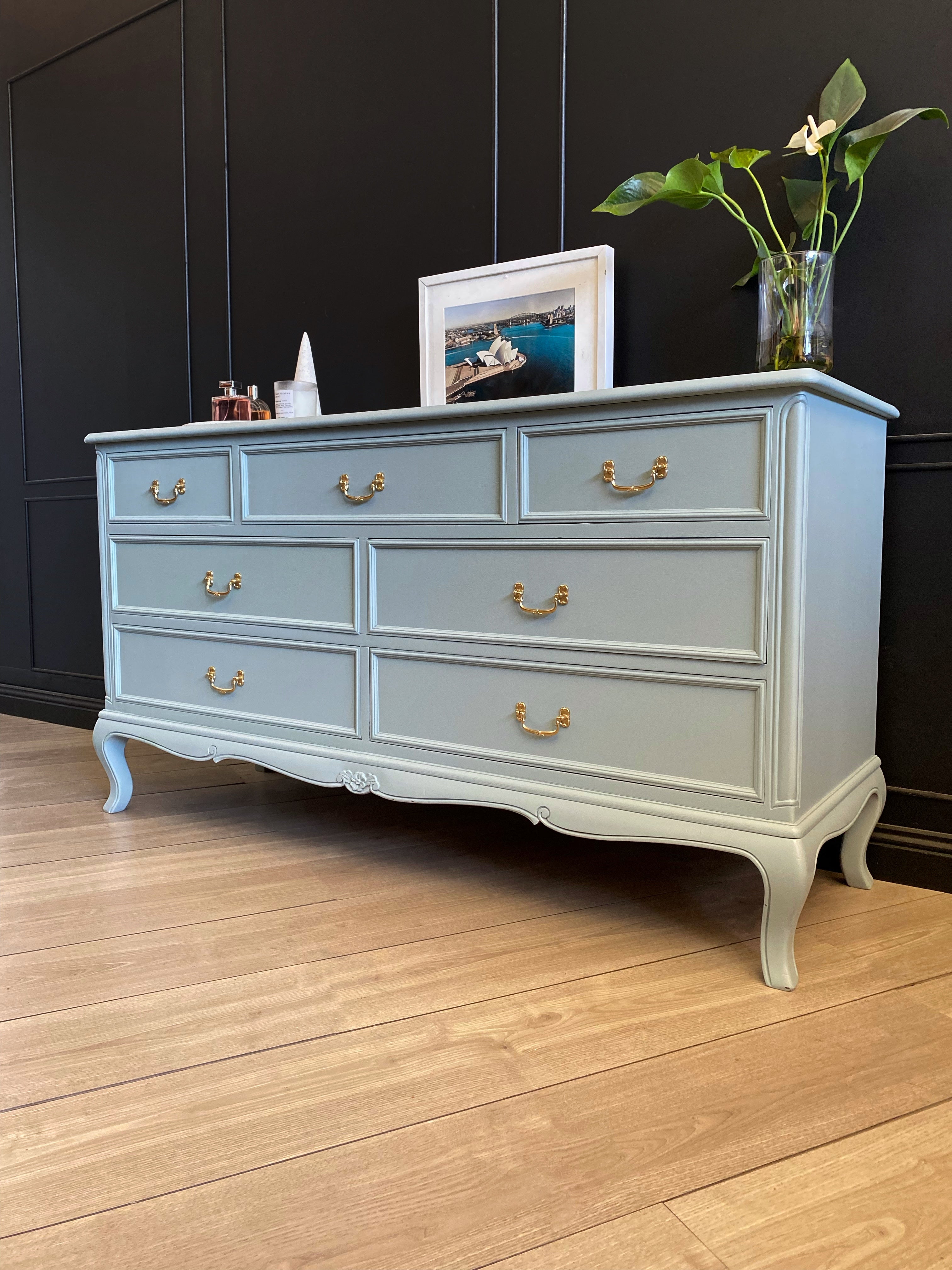 Gorgeous dresser with stunning gold hardware