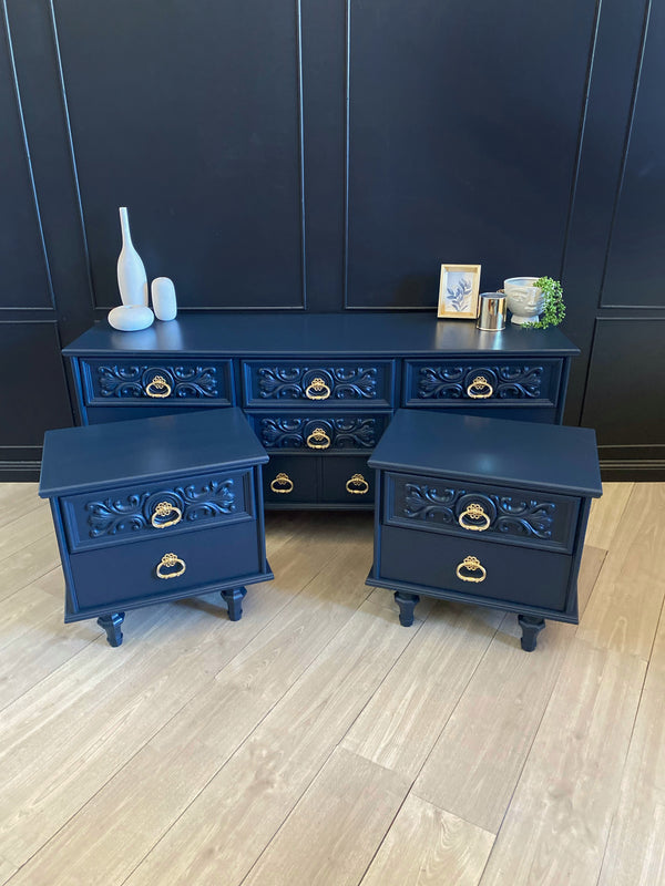 Hayson Furniture bedside tables dark blue, view 5