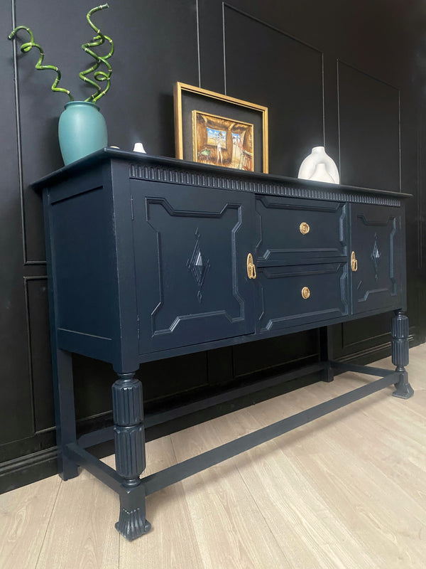 Mid-century sideboard dark blue, view 2