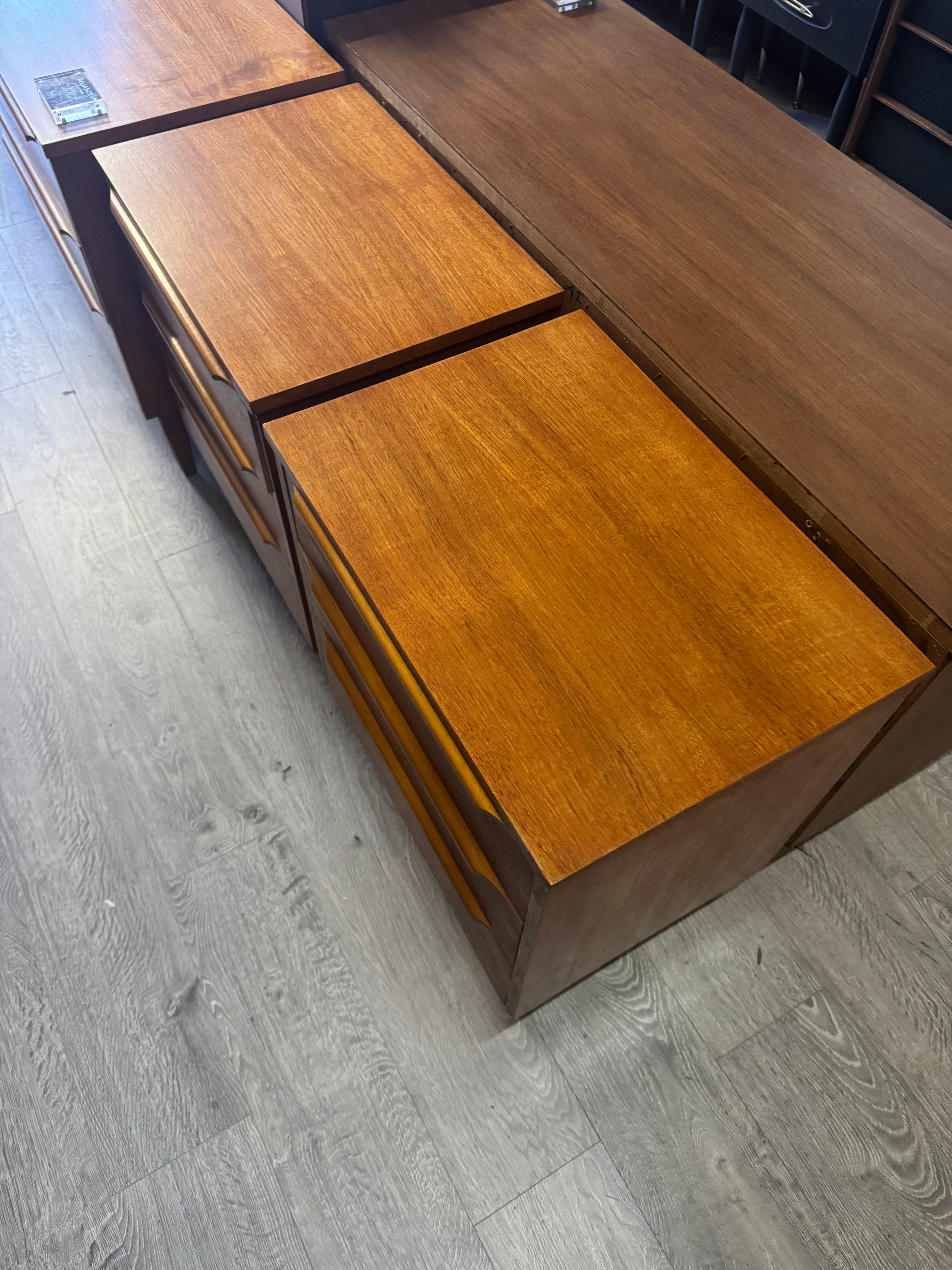 'Reliance Furniture' Wave Handled Bedside Tables