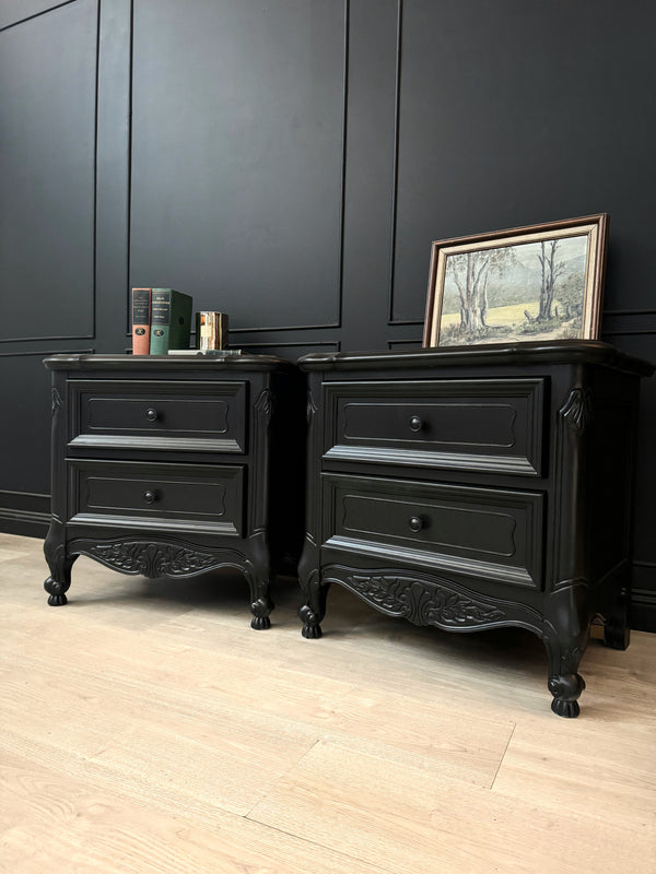 Mid-century bedside tables black, view 2