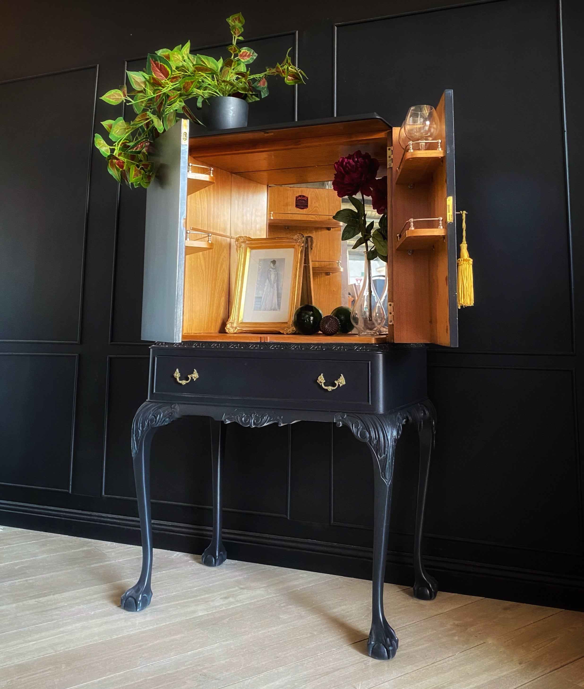 ‘Standis Productions’ vintage mahogany and walnut cocktail / drinks cabinet