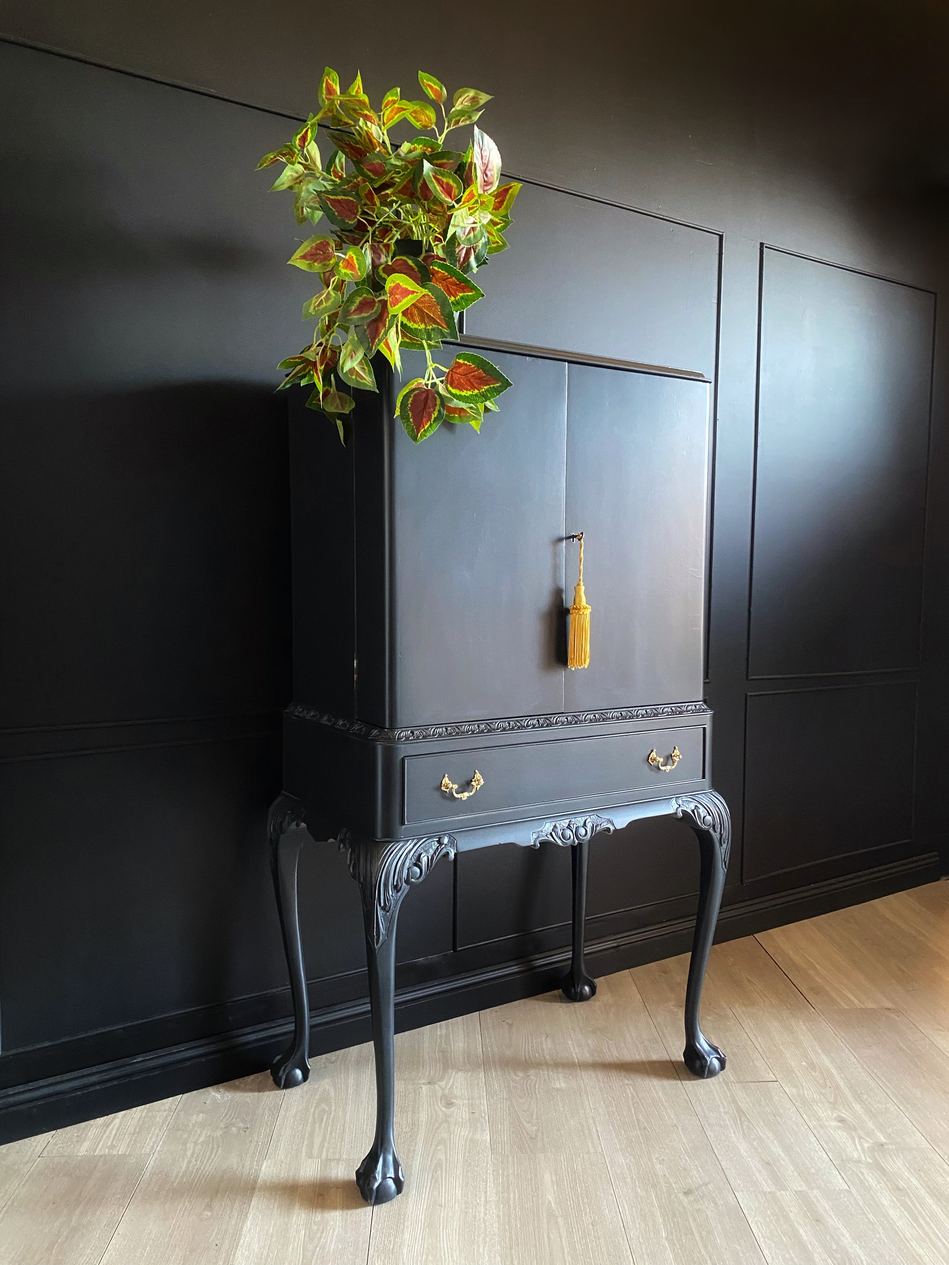 ‘Standis Productions’ vintage mahogany and walnut cocktail / drinks cabinet