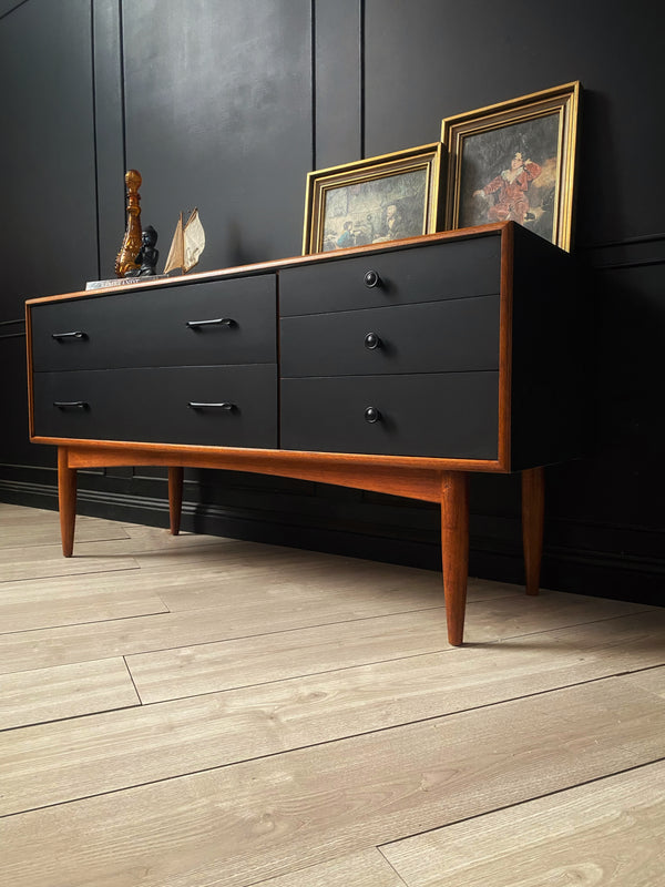 Mid-century chest of drawers black, view 2