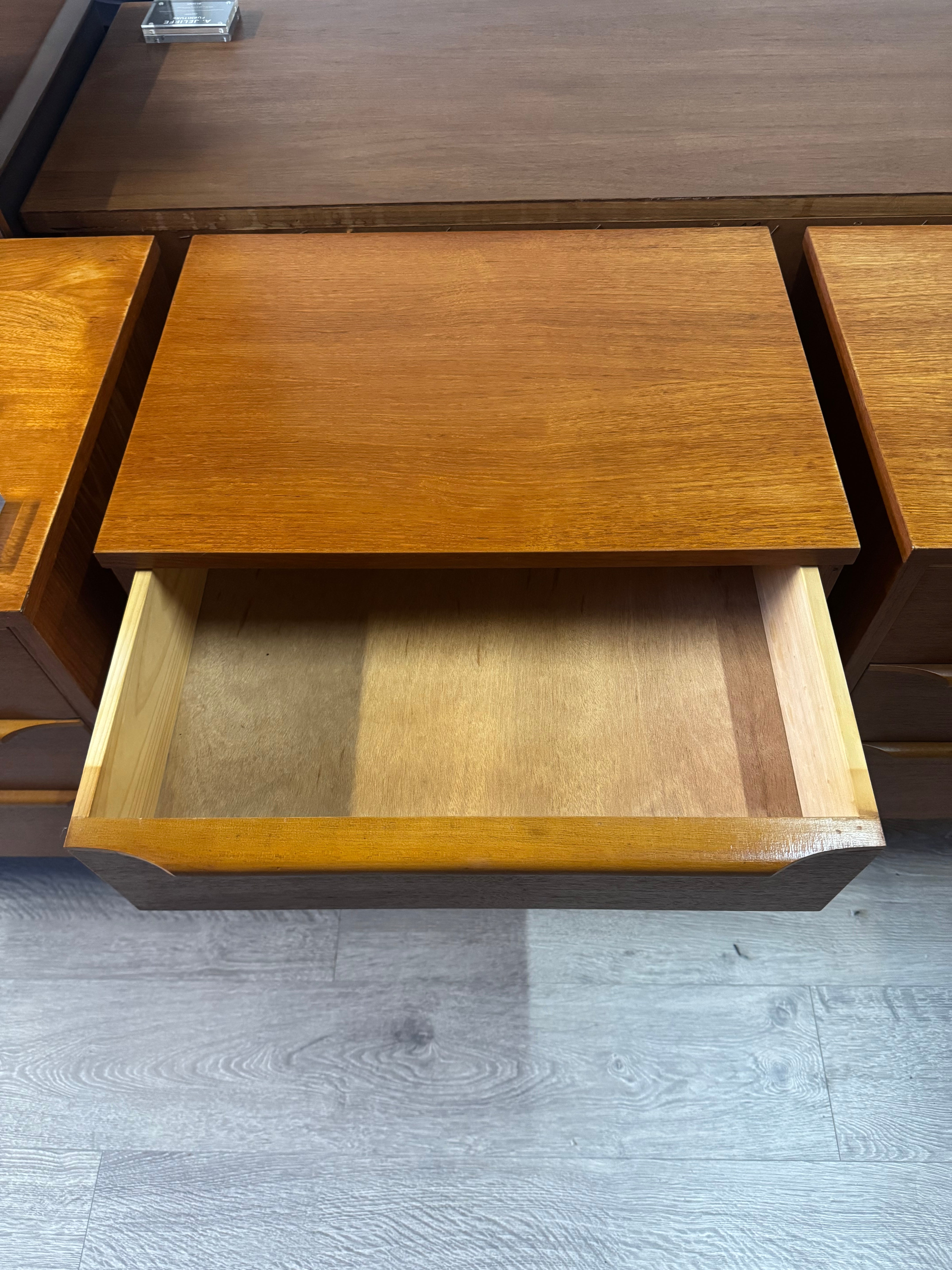 'Reliance Furniture' Wave Handled Bedside Tables