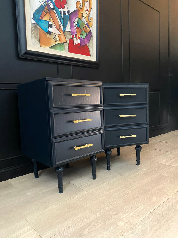 Macrob Furniture bedside tables dark blue, view 2