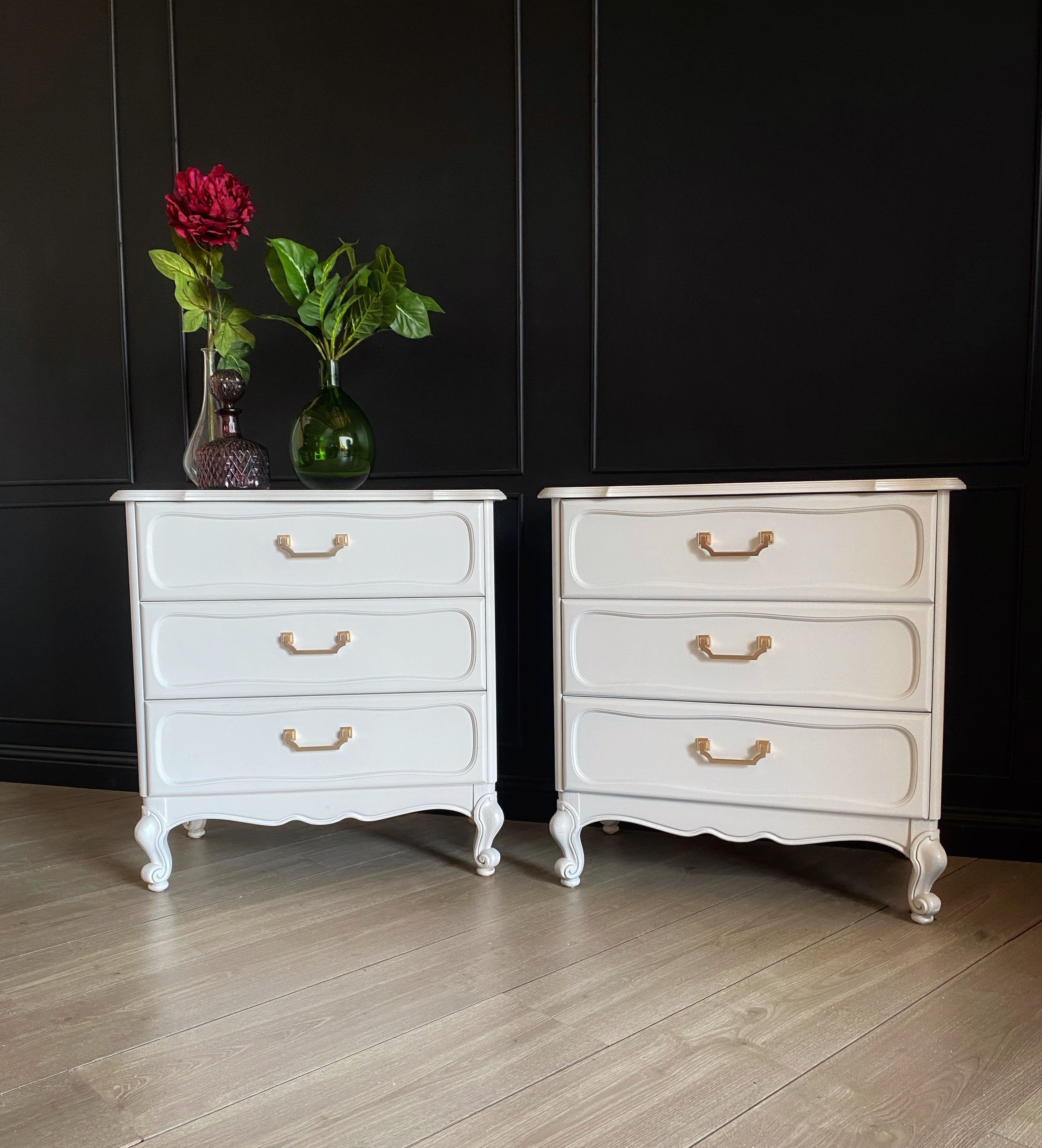 Elegant off-white bedside tables