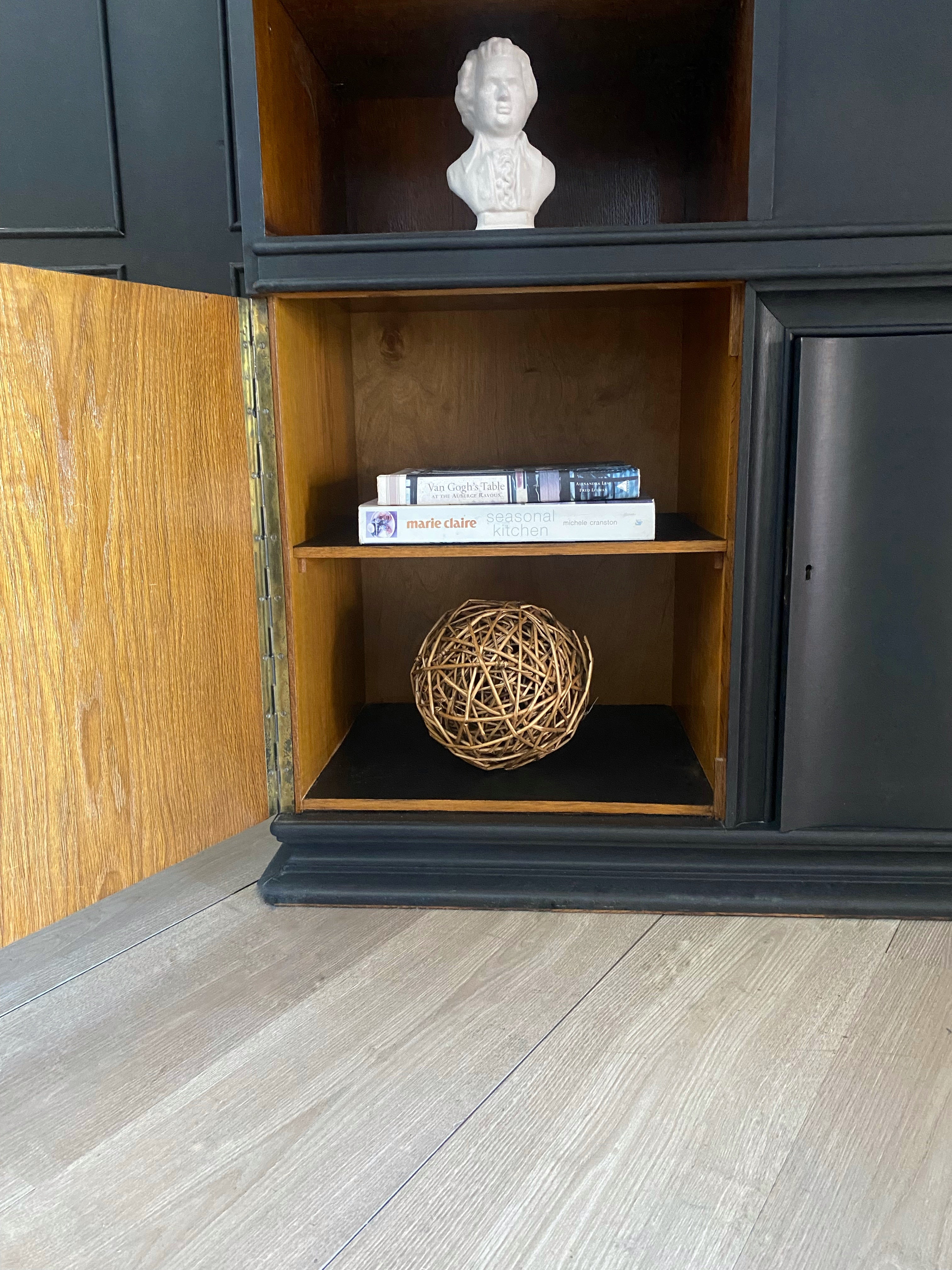 Black European Antique Bookcase with Stunning Walnut Finish