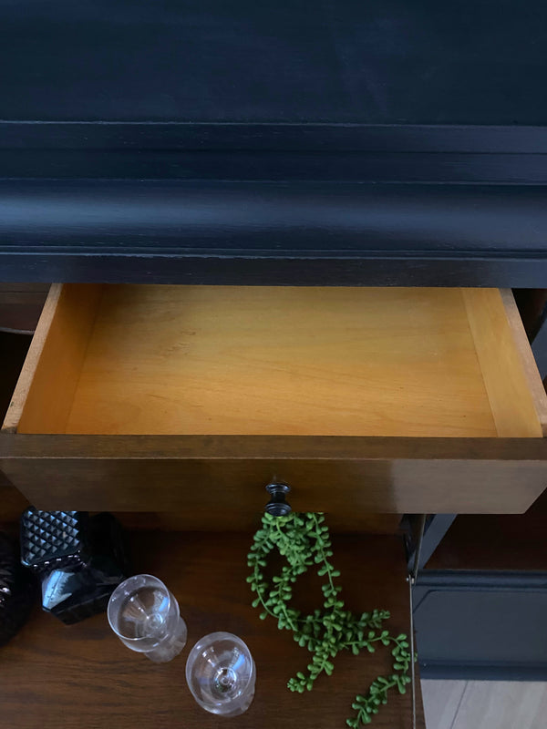 Mid-century bookcase walnut black, view 9