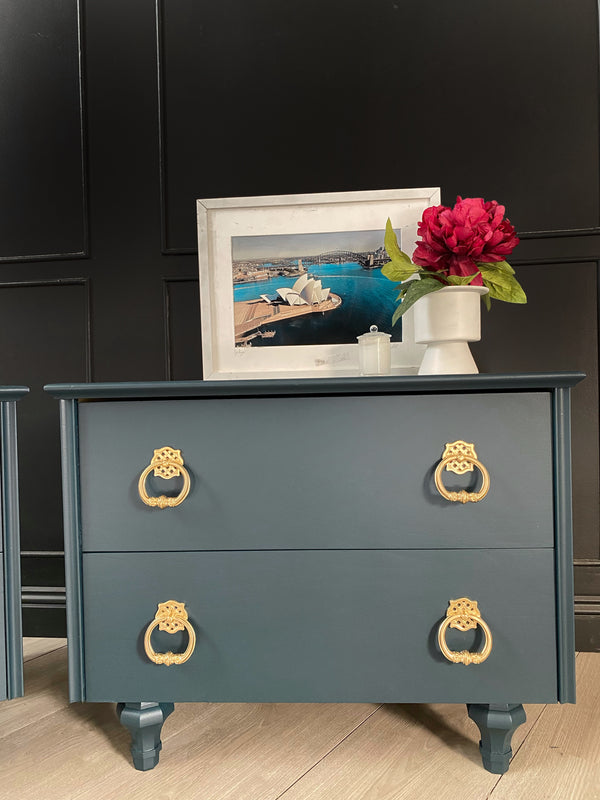 Hayson Furniture bedside tables dark blue, view 3