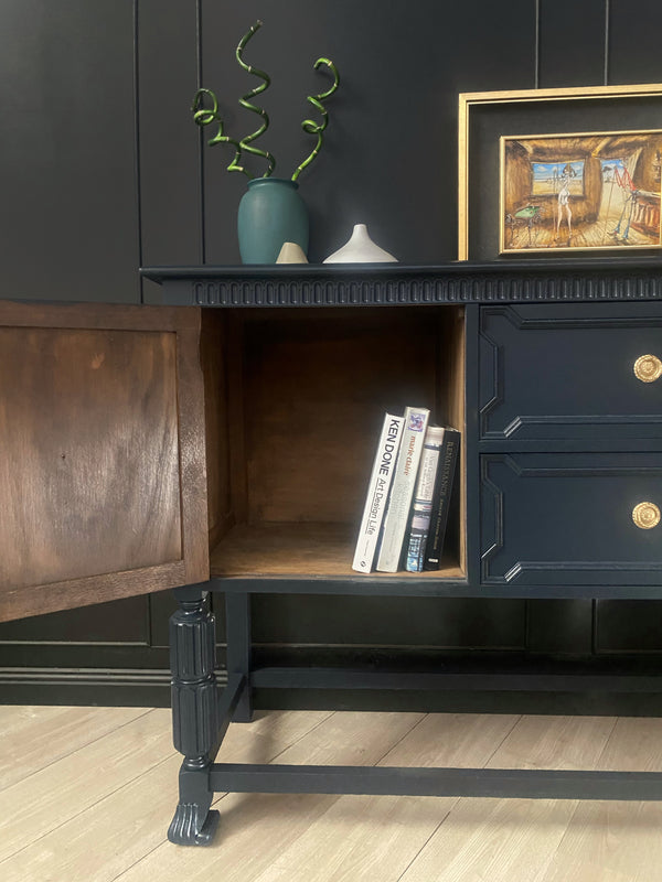 Mid-century sideboard dark blue, view 5