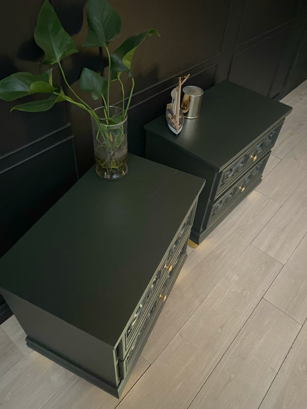 Reliance Furniture bedside tables dark forest green, view 5
