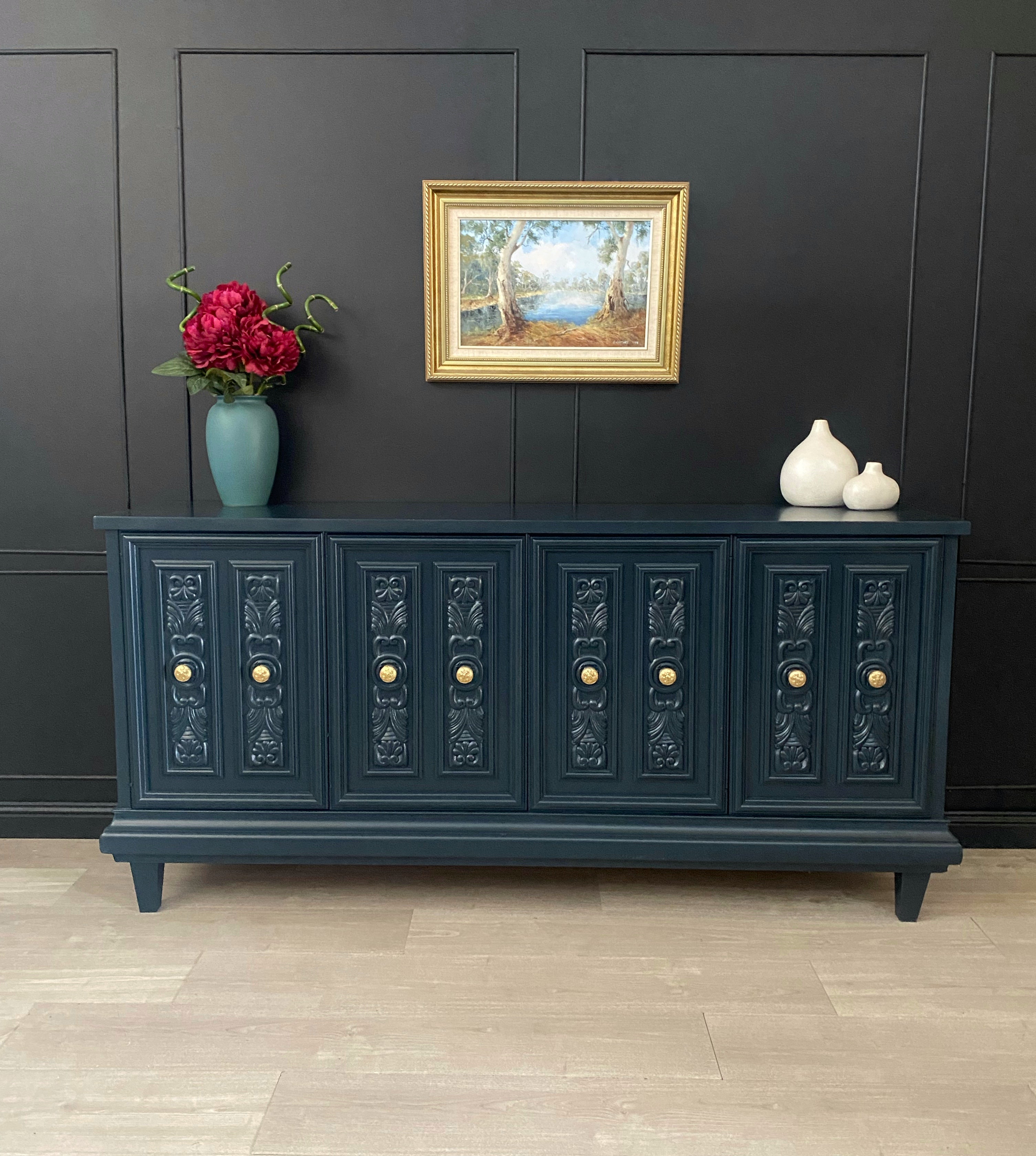 ‘Burgess Furniture’ sideboard / buffet dark blue