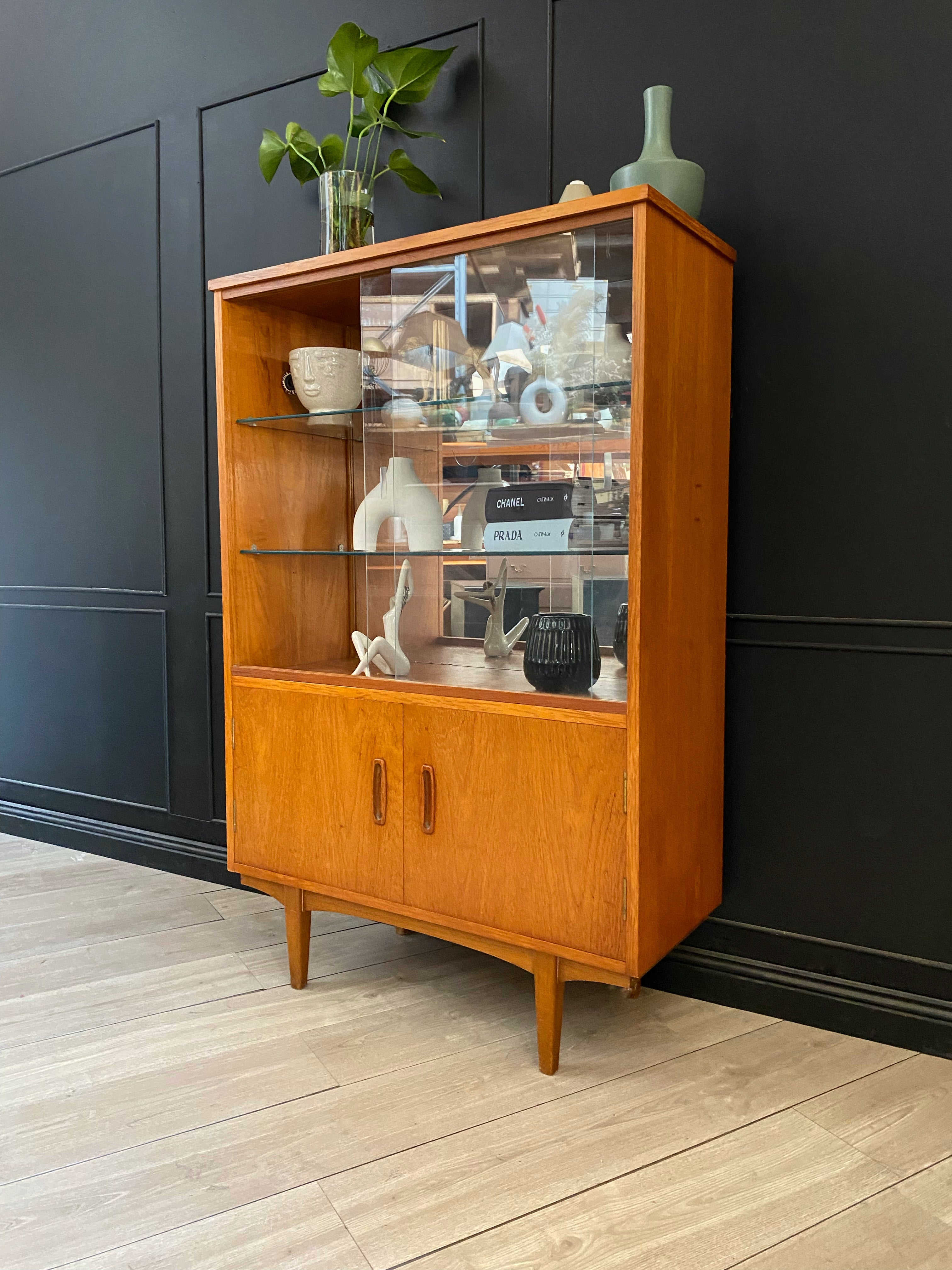 Mid century / Vintage / Retro Cabinet With Double Glass Doors