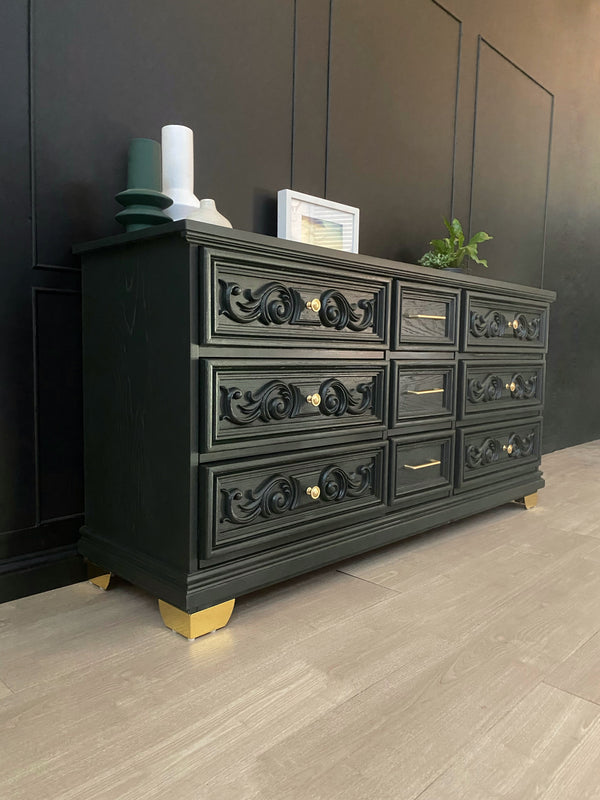 Reliance Furniture dresser dark forest green, view 2