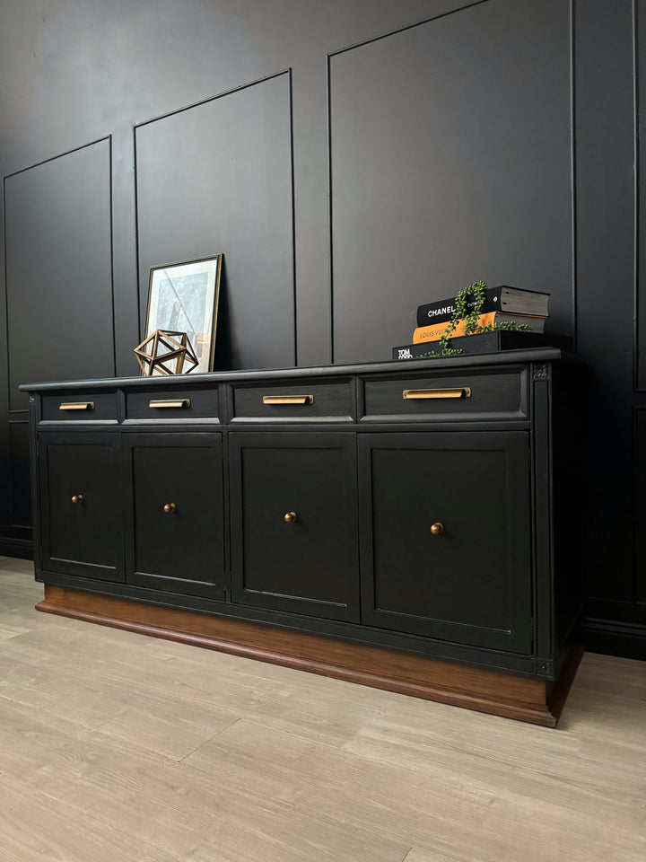 Beautiful black buffet / sideboard with solid wood base