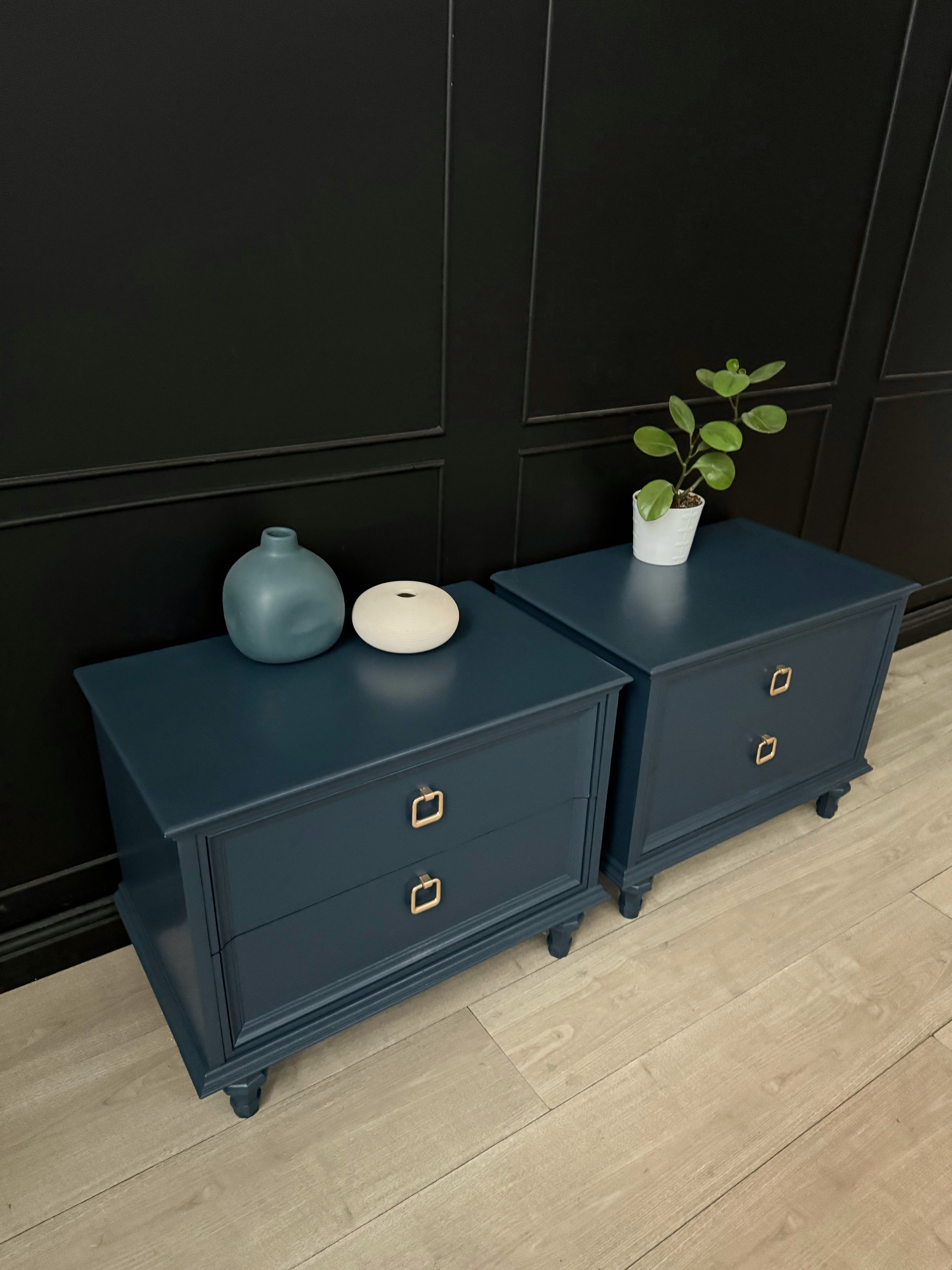 Hayson bedsides with gorgeous hardware (set)