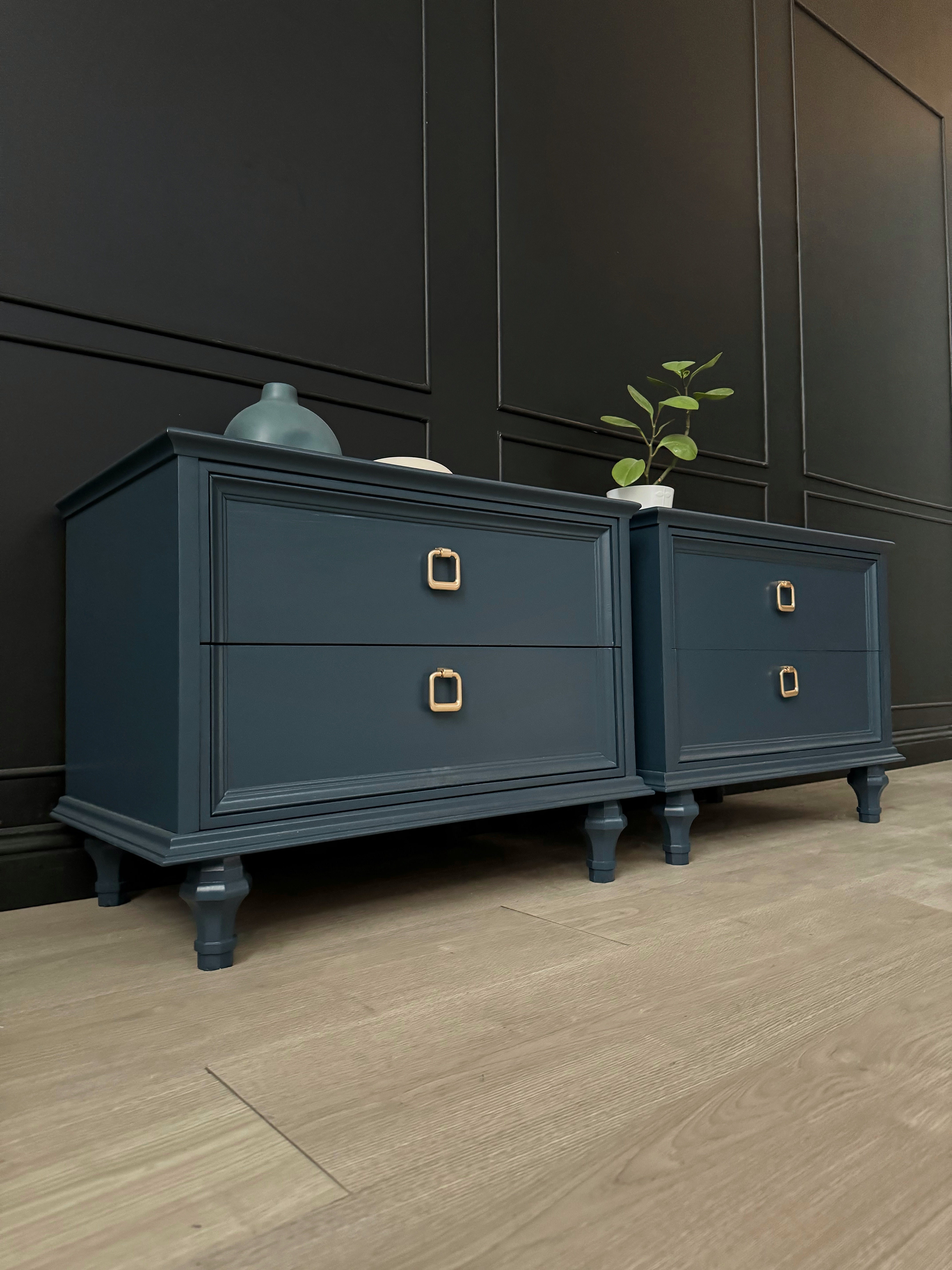 Hayson bedsides with gorgeous hardware (set)