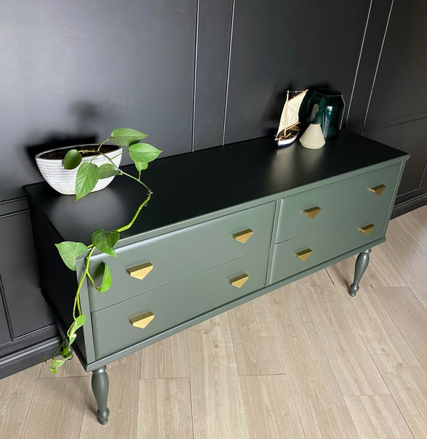 Mid-century dresser dark green, view 4